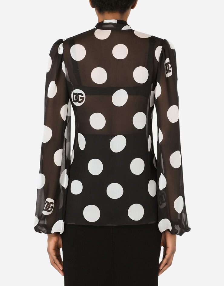 Chiffon pussy-bow shirt with polka-dot print - 2