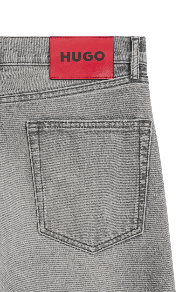 HUGO GREY REGULAR-FIT JEANS IN STONEWASHED DENIM outlook