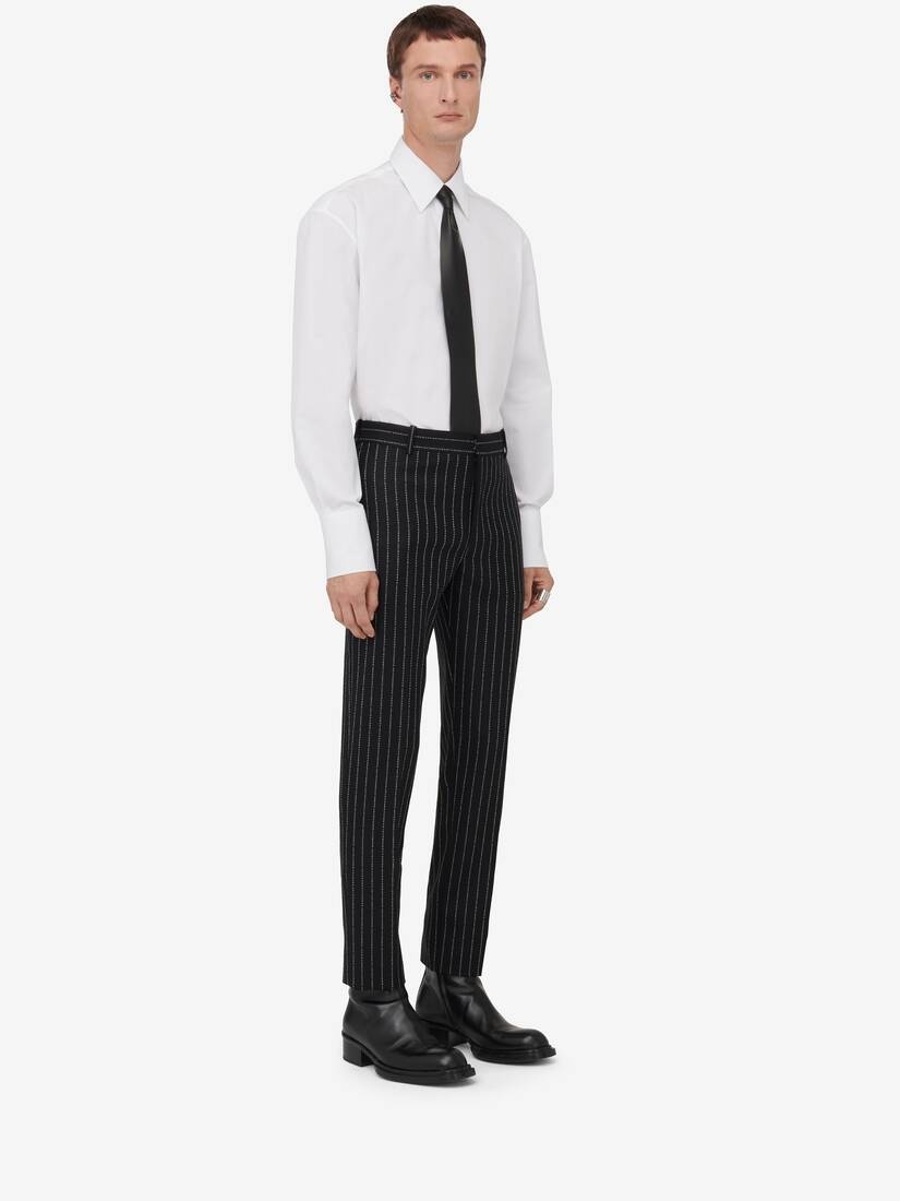 Men's Tailored Cigarette Trousers in Black/white - 3