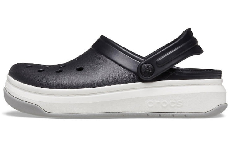 Crocsband Full Force Thick Sole Sandals Black White Unisex 206122-066 - 2