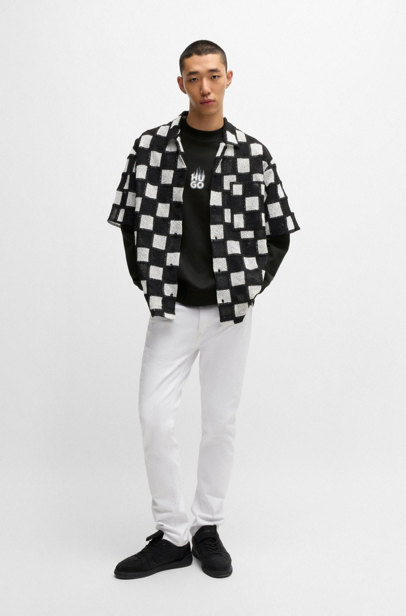 HUGO COTTON-TERRY SWEATSHIRT WITH STACKED SMOKE LOGO PRINTS outlook