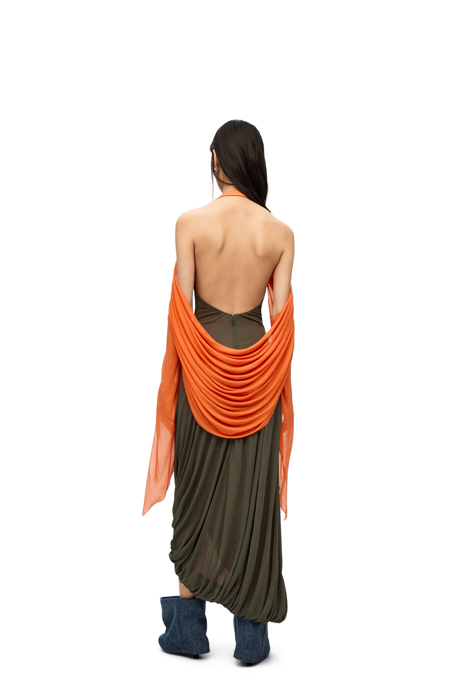 Draped halter dress in viscose - 3