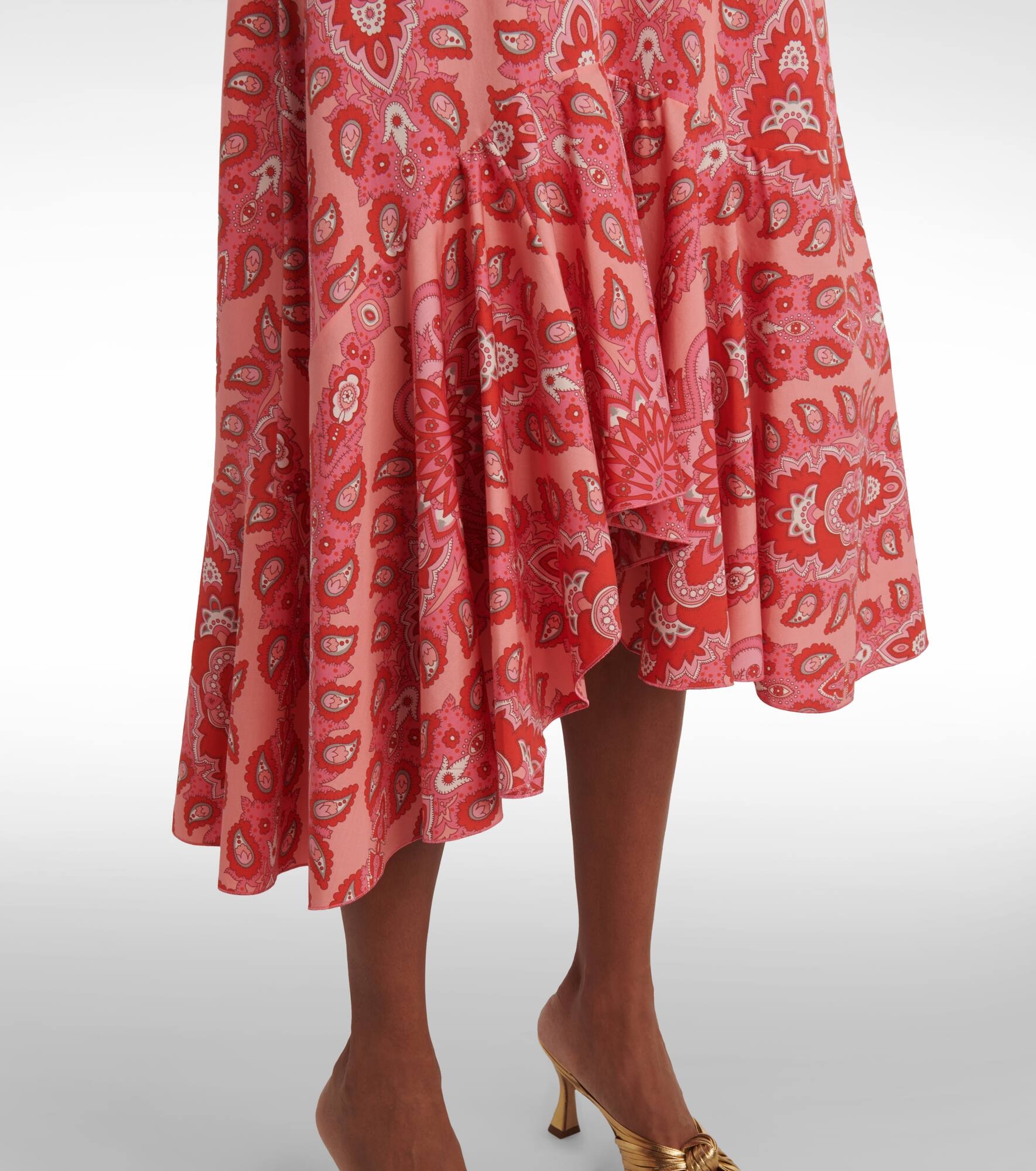 Paisley asymmetric cotton midi skirt - 5
