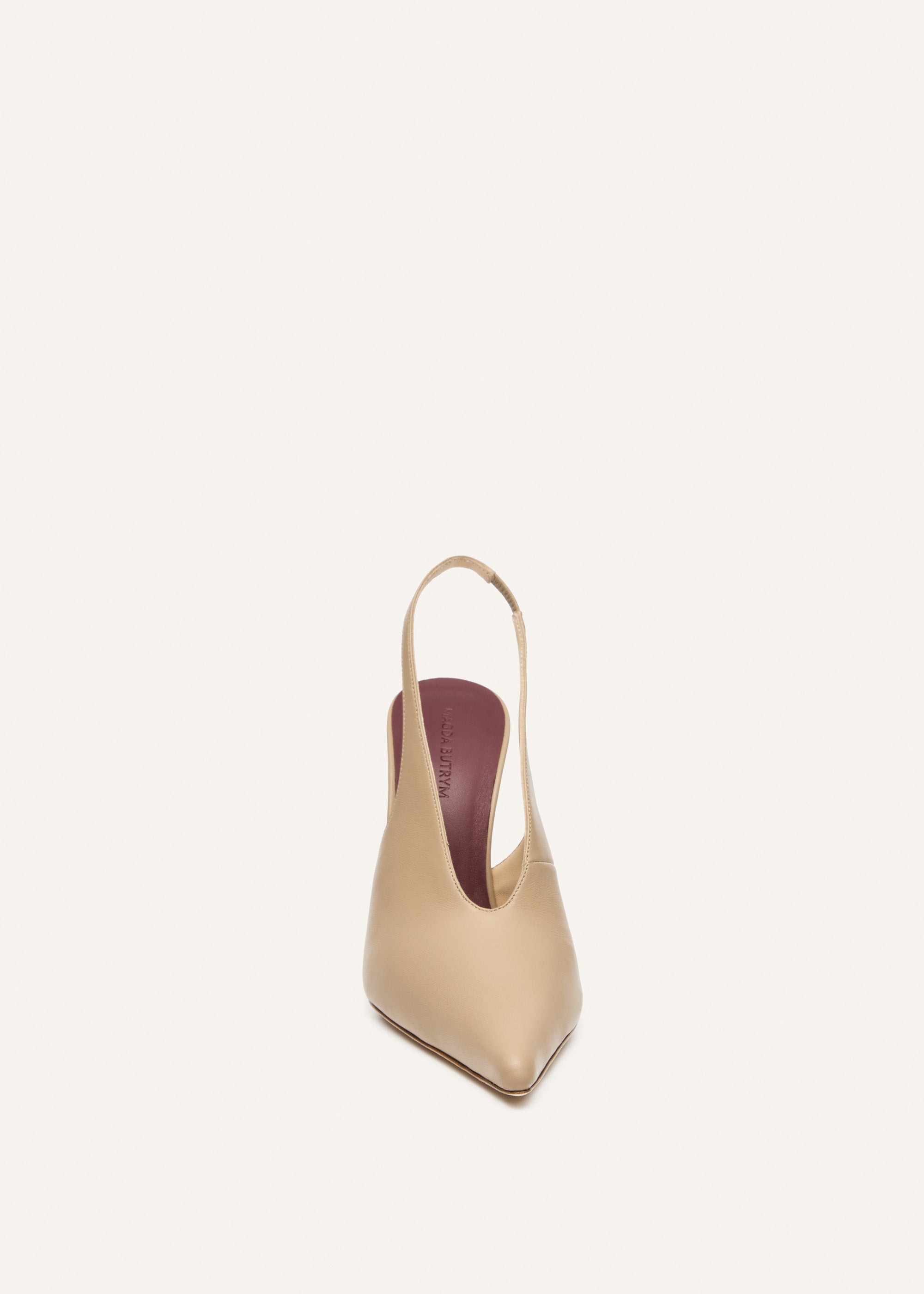 Slingback pointed heel in beige leather - 3