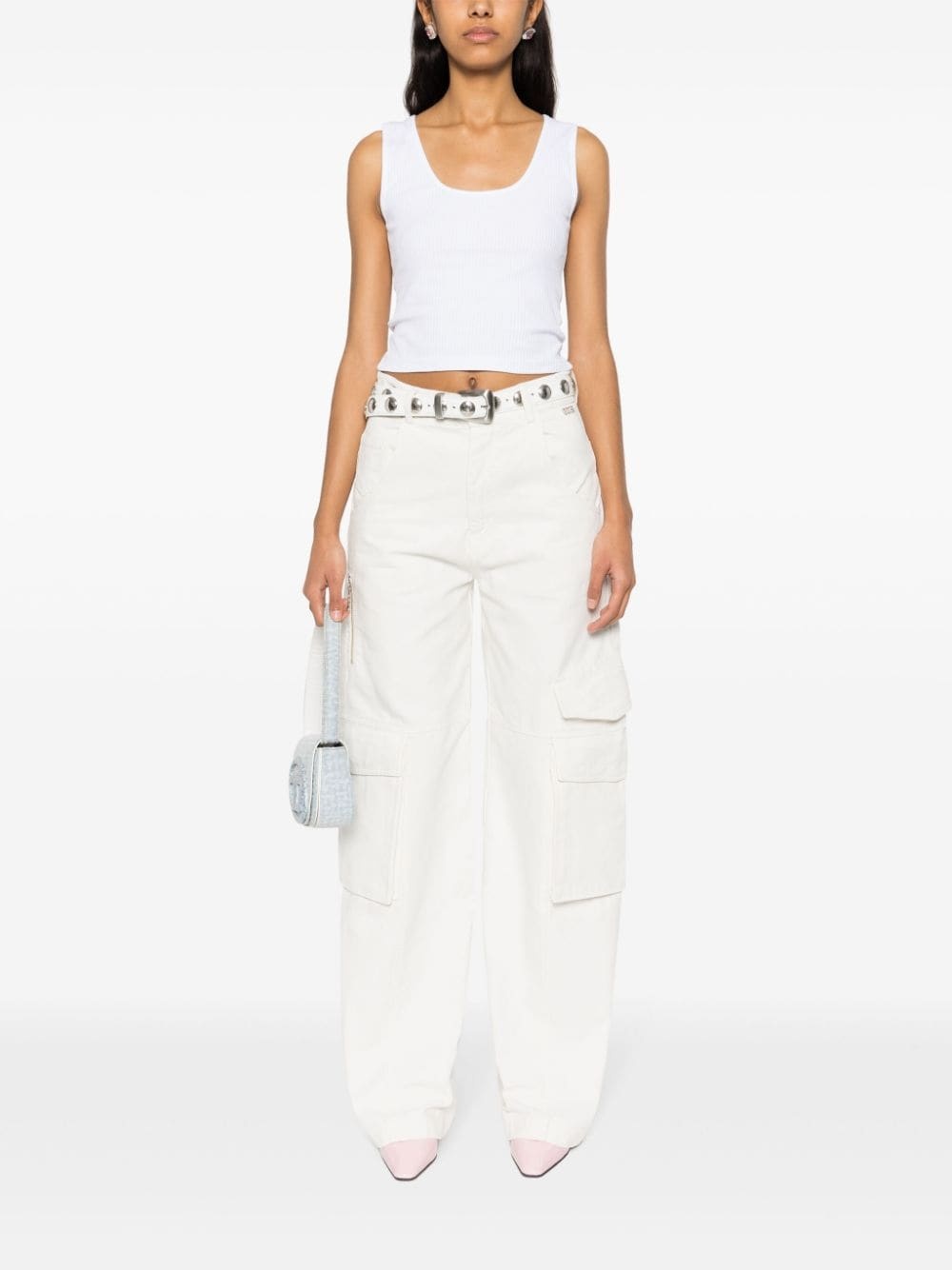 sequinned-logo ribbed top - 2