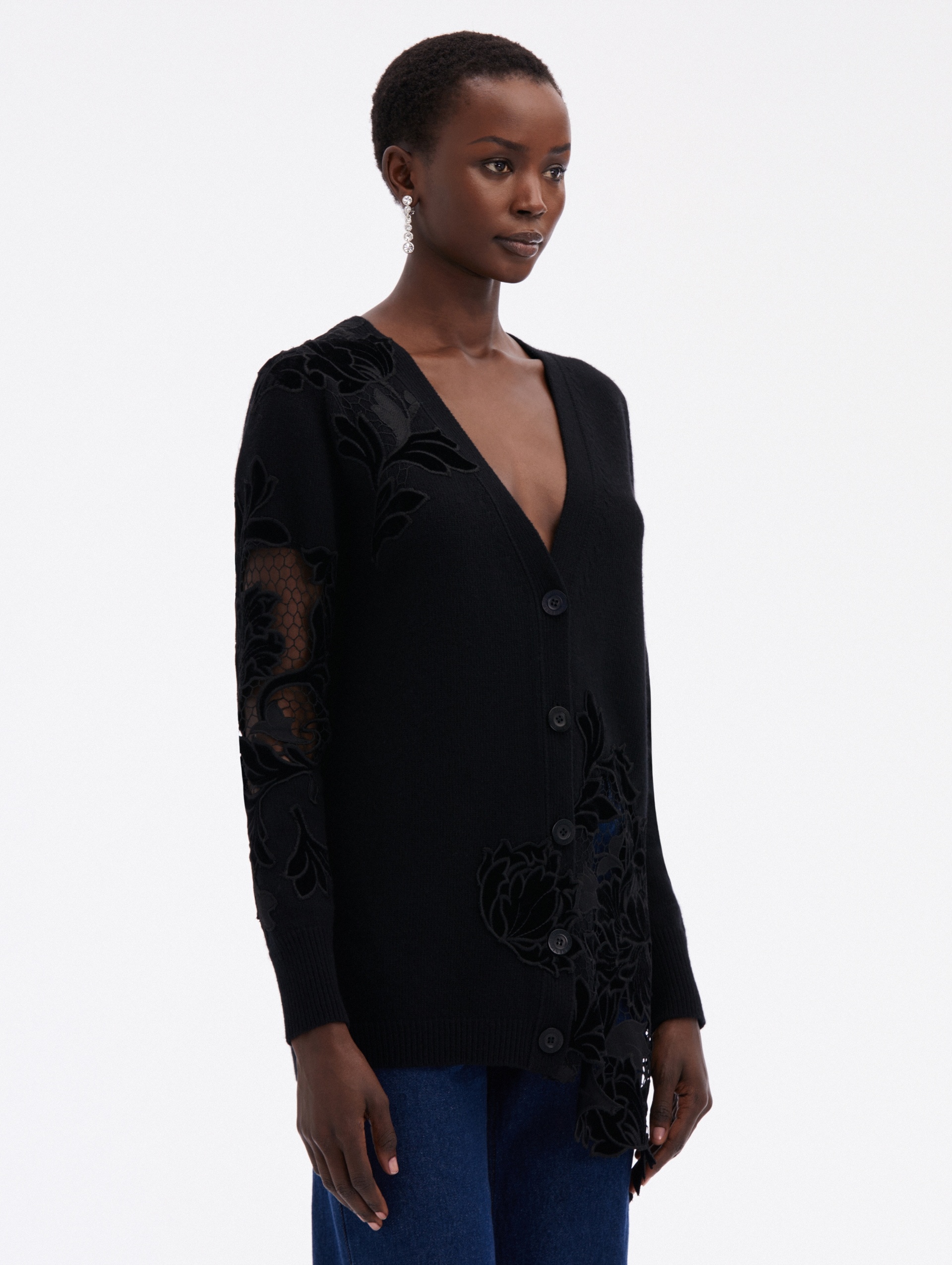 GUIPURE INSET LONG CARDIGAN - 4