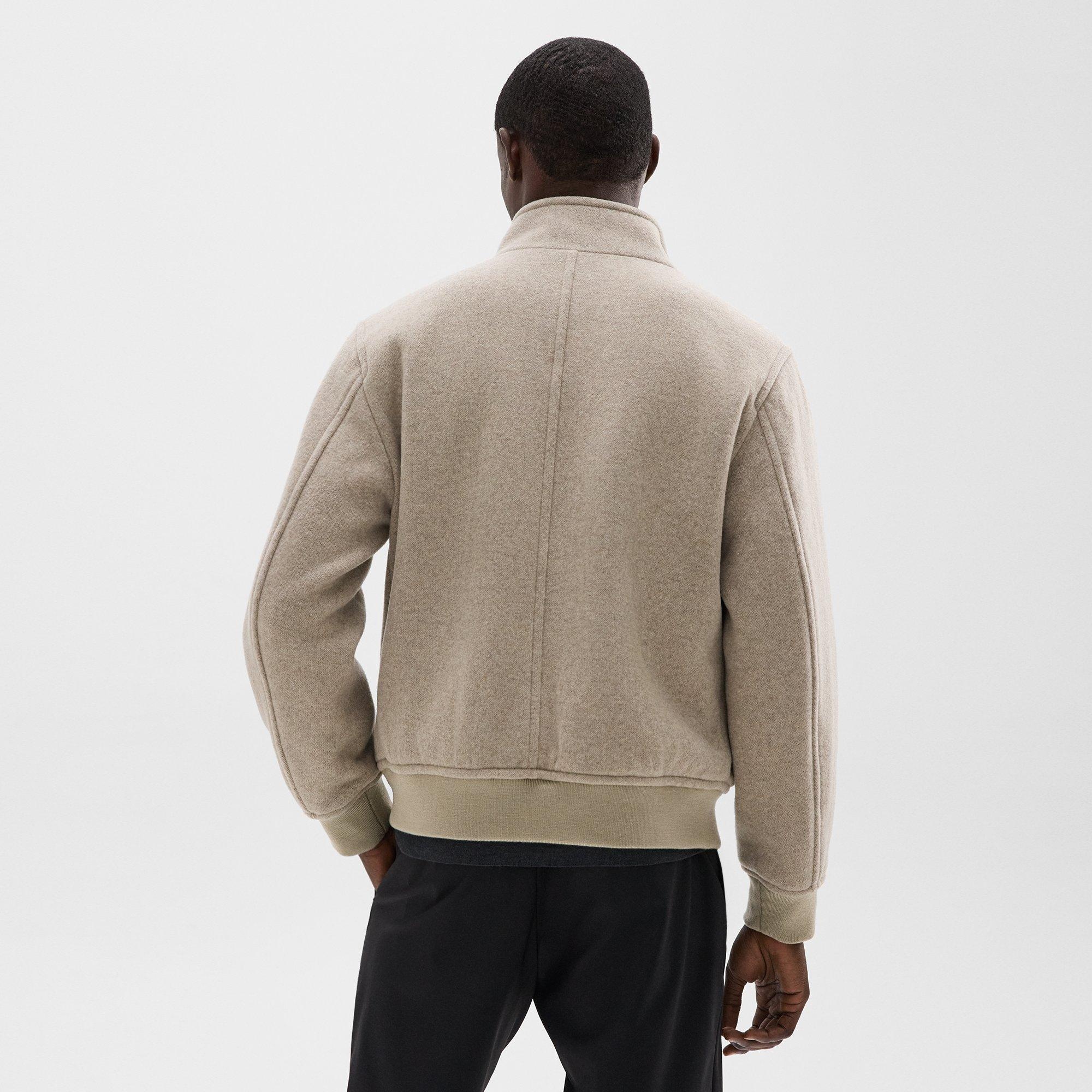 Straight Bomber Jacket in Mélange Wool-Blend Melton - 3
