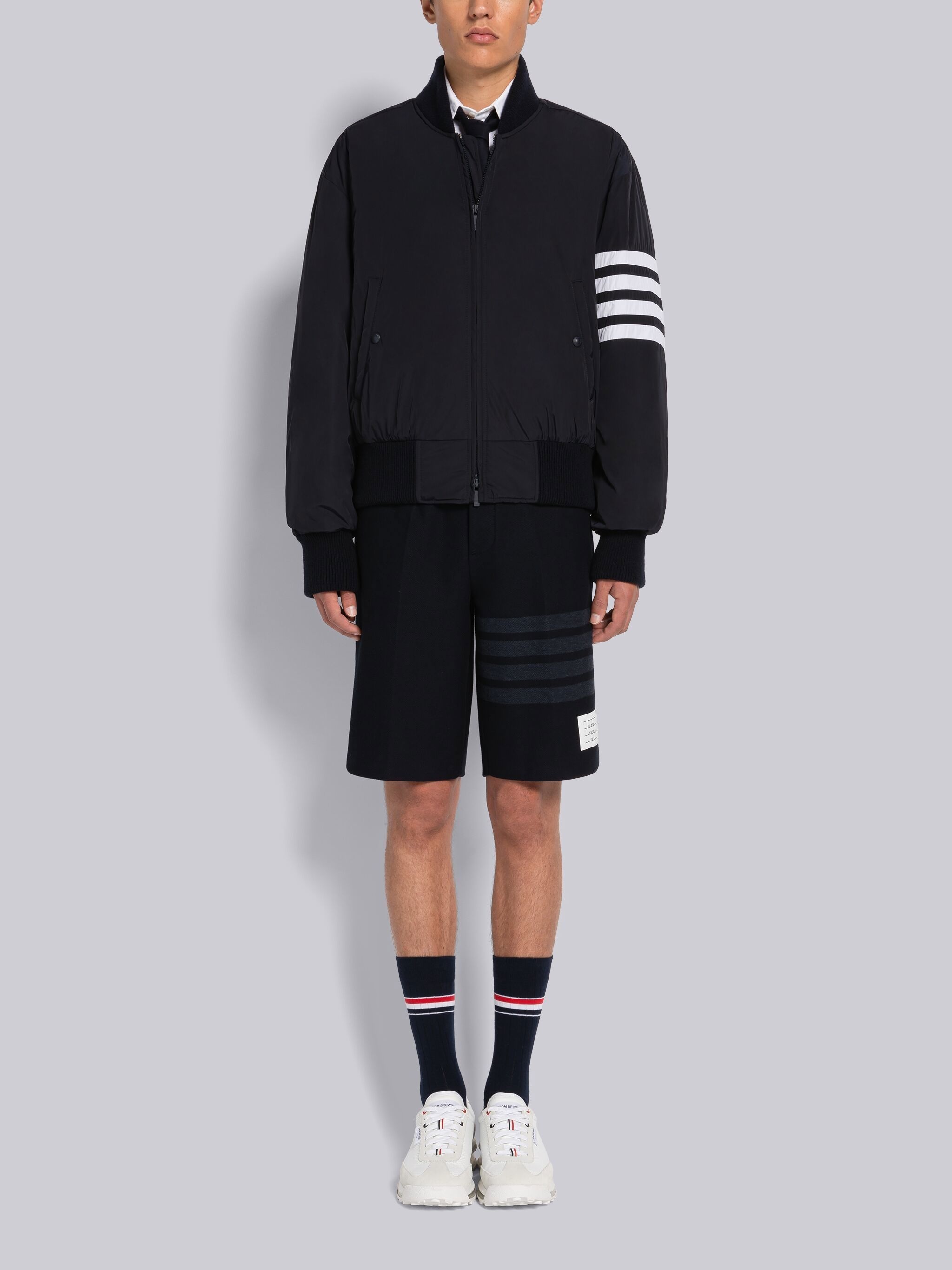 POLY TWILL 4-BAR OVERSIZED KNIT DOWN BLOUSON JACKET - 3