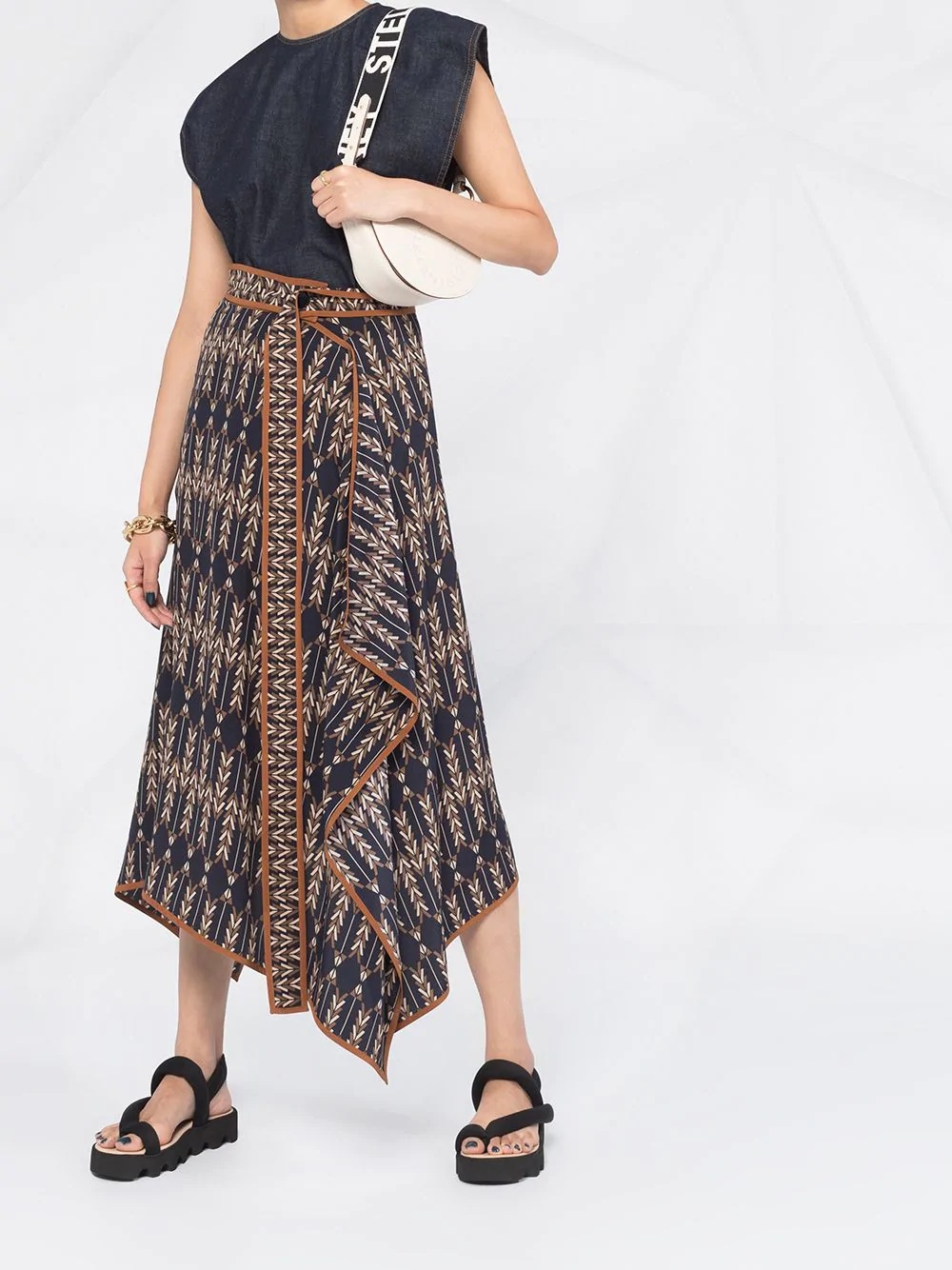 Norah patterned asymmetric wrap skirt - 2