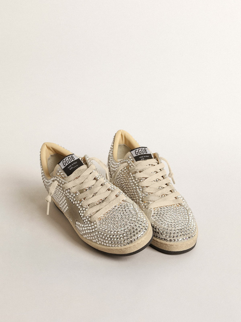Golden Goose Ball Star LTD with Swarovski crystals and gray suede star outlook