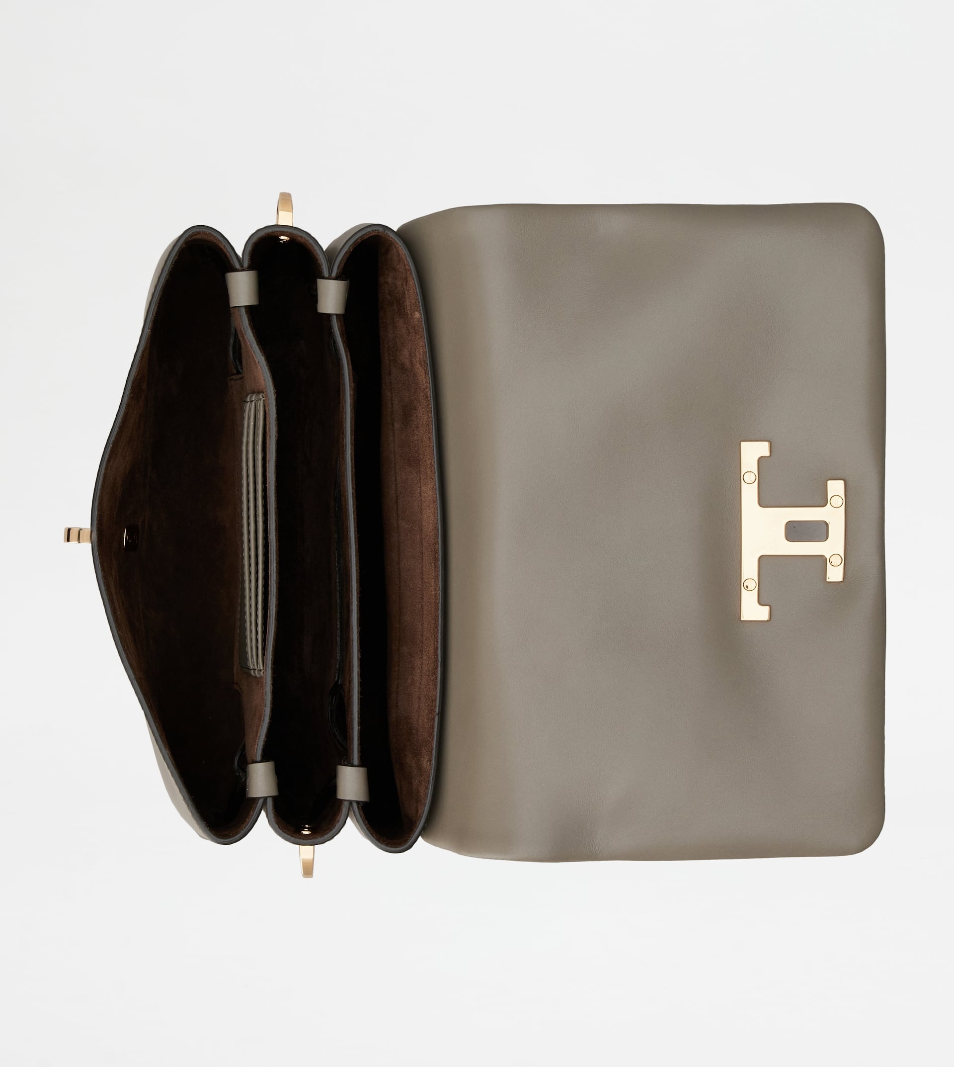 T TIMELESS FLAP BAG IN LEATHER MINI - BROWN - 4