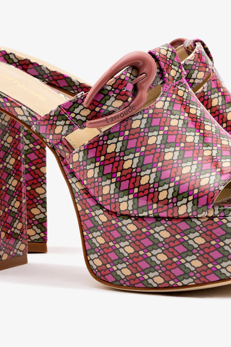 Dolly Verona Mule In Pink Vichy Patent Leather 4