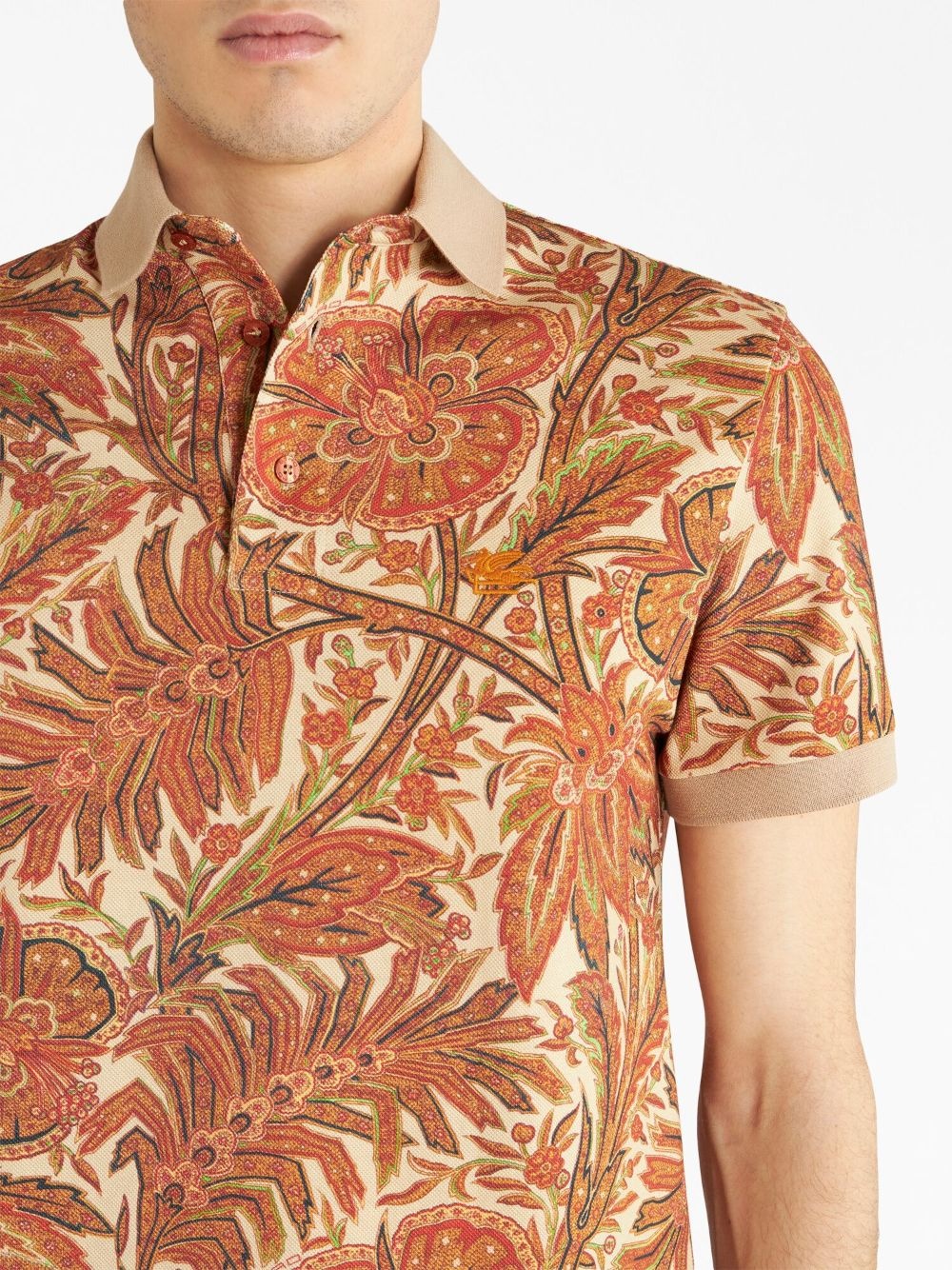 floral-print cotton polo shirt - 4