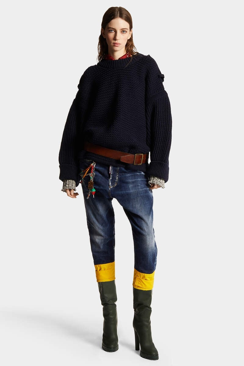 DARK EASY RIPPED WASH FISHERMAN BOTTOM CUFFS JEANS - 3