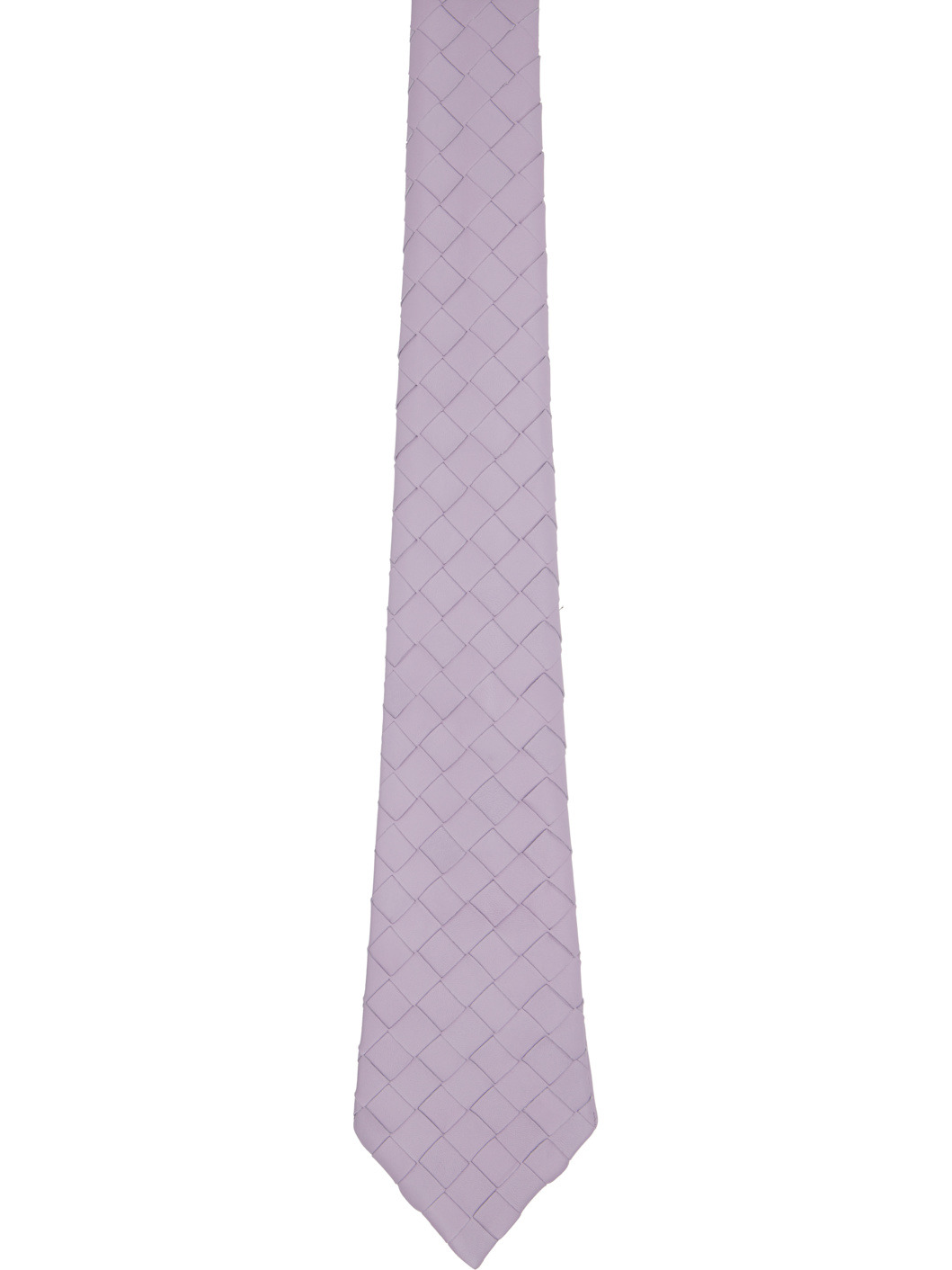Purple Intrecciato Leather Tie - 1