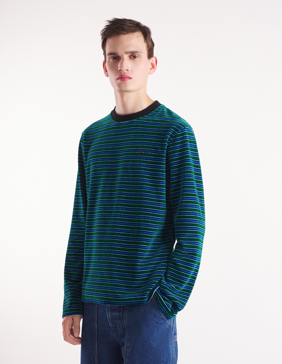 STRIPED VELVET LONG SLEEVES TEE-SHIRT - 3