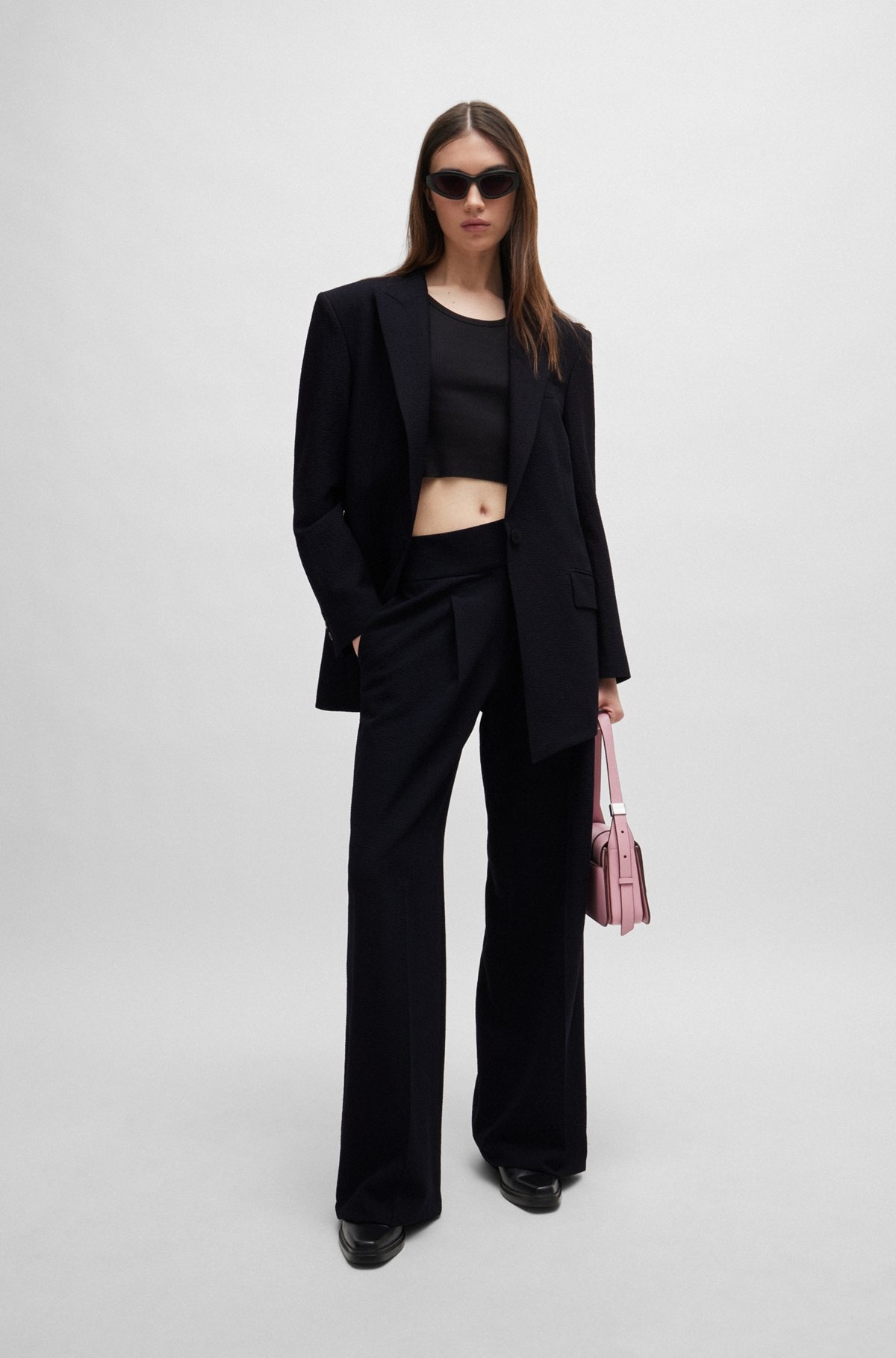 LONGLINE OVERSIZE-FIT JACKET IN SEERSUCKER FABRIC - 3