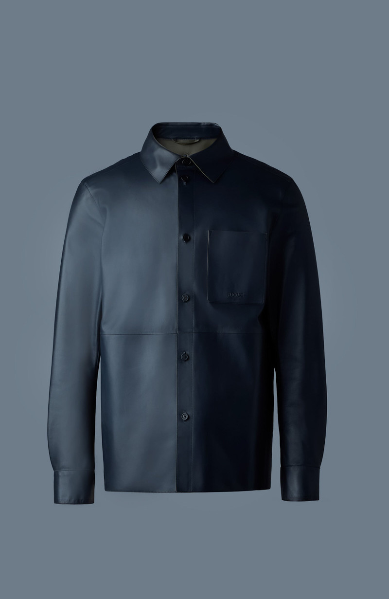 REMINGTON Two-tone colored leather overshirt 1