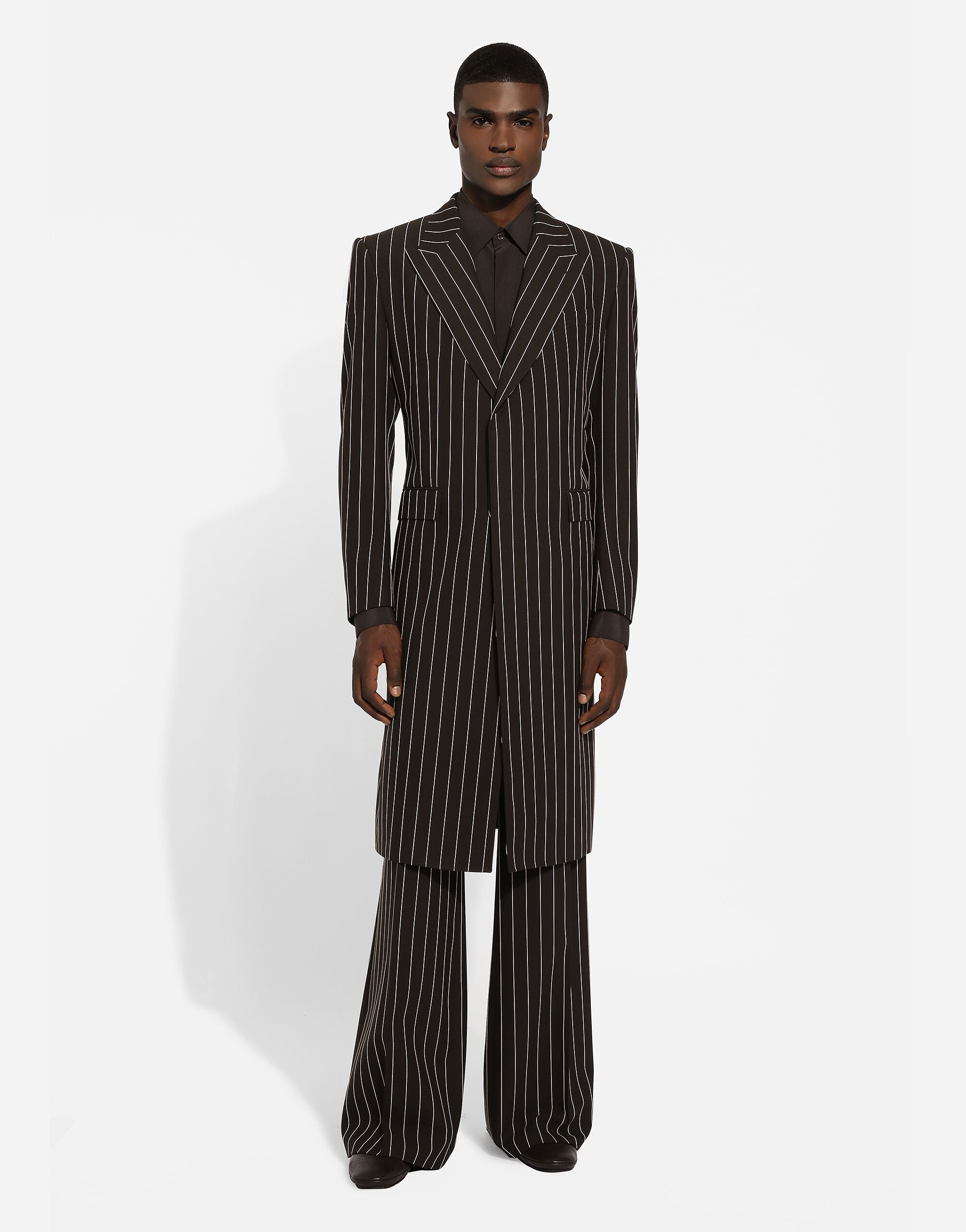 Single-breasted pinstripe wool coat - 2