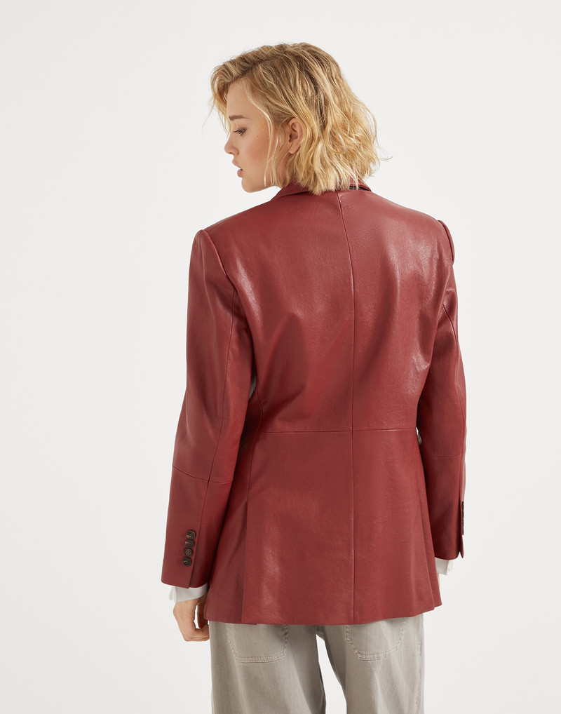Brunello Cucinelli Natural leather blazer with monili outlook