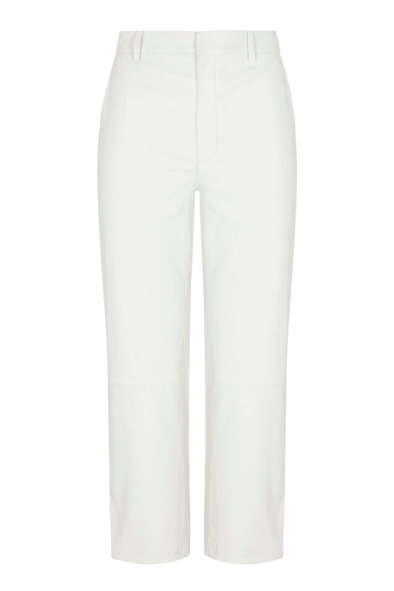 WHITE LEATHER CROPPED TROUSERS - 5