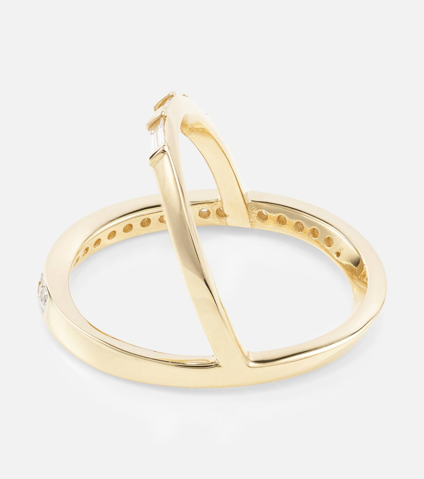 14kt Y-bar gold ring with diamonds - 3