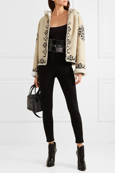 Alaïa Hooded embroidered shearling jacket outlook