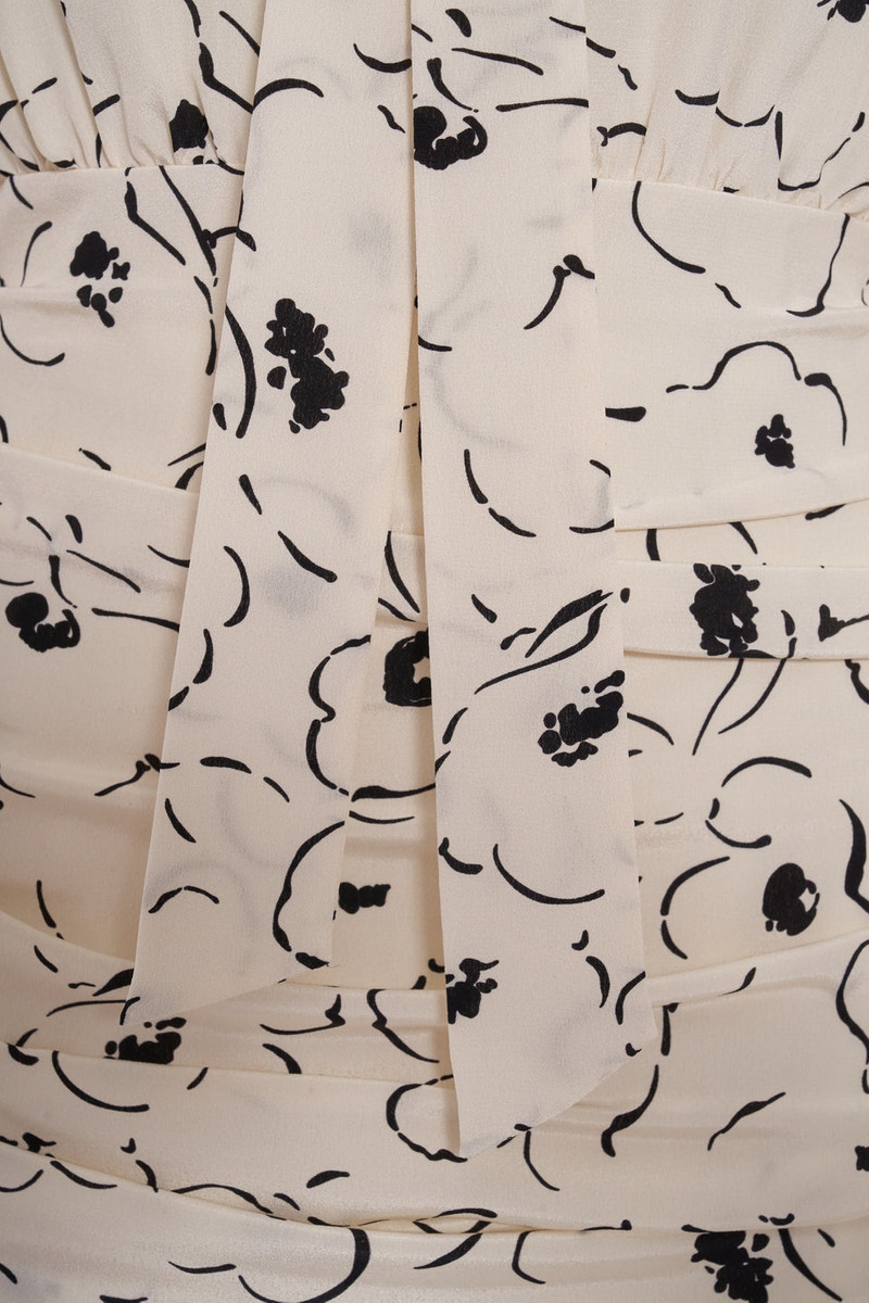 FLORAL PRINT SILK OFF THE SHOULDER DRESS 3