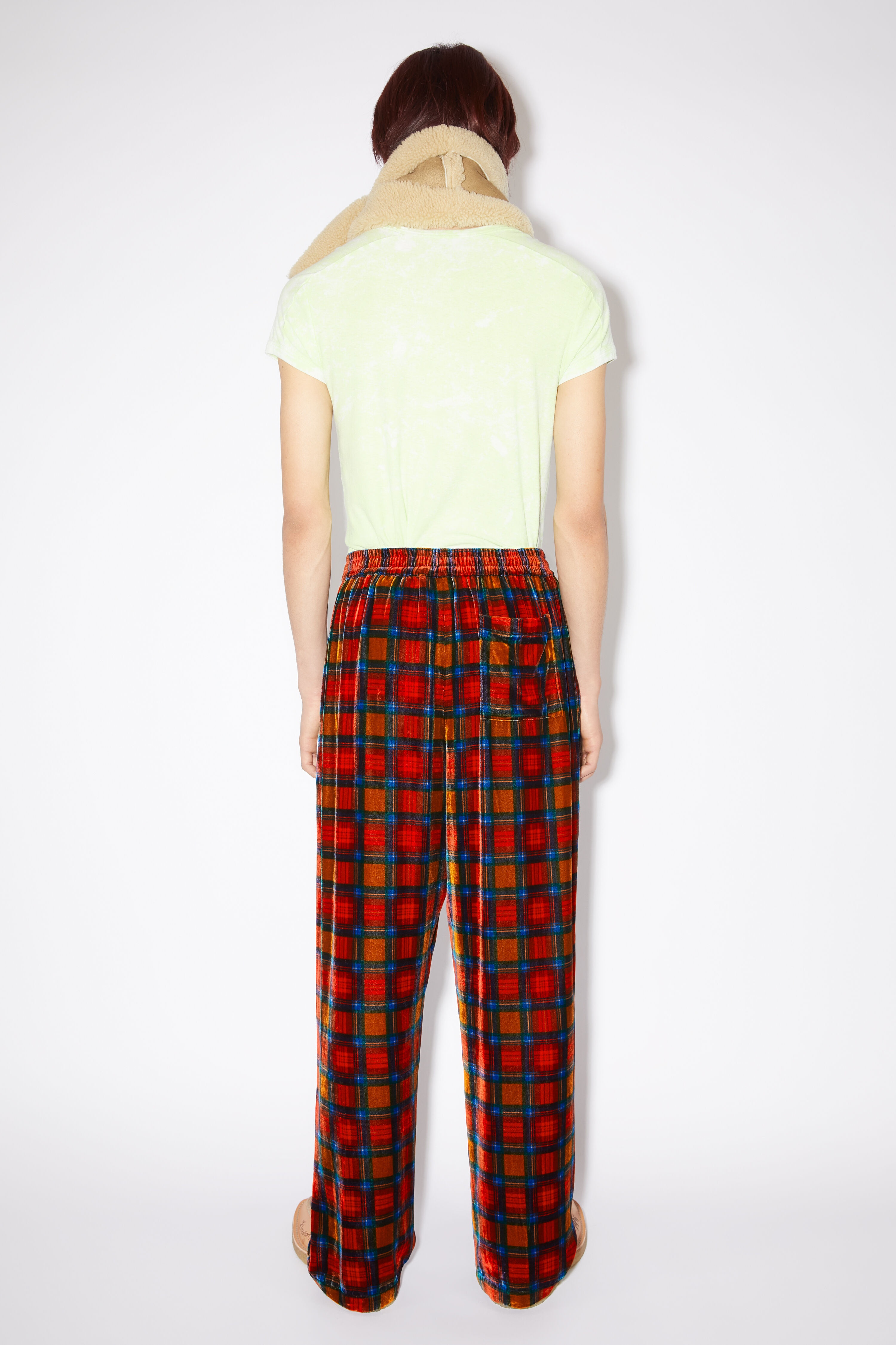 Tartan velvet trousers - Red - 3