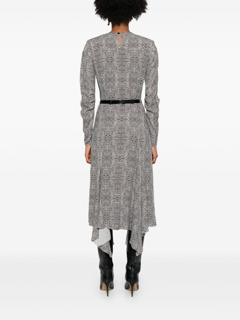 python-print belted asymmetric dress 4