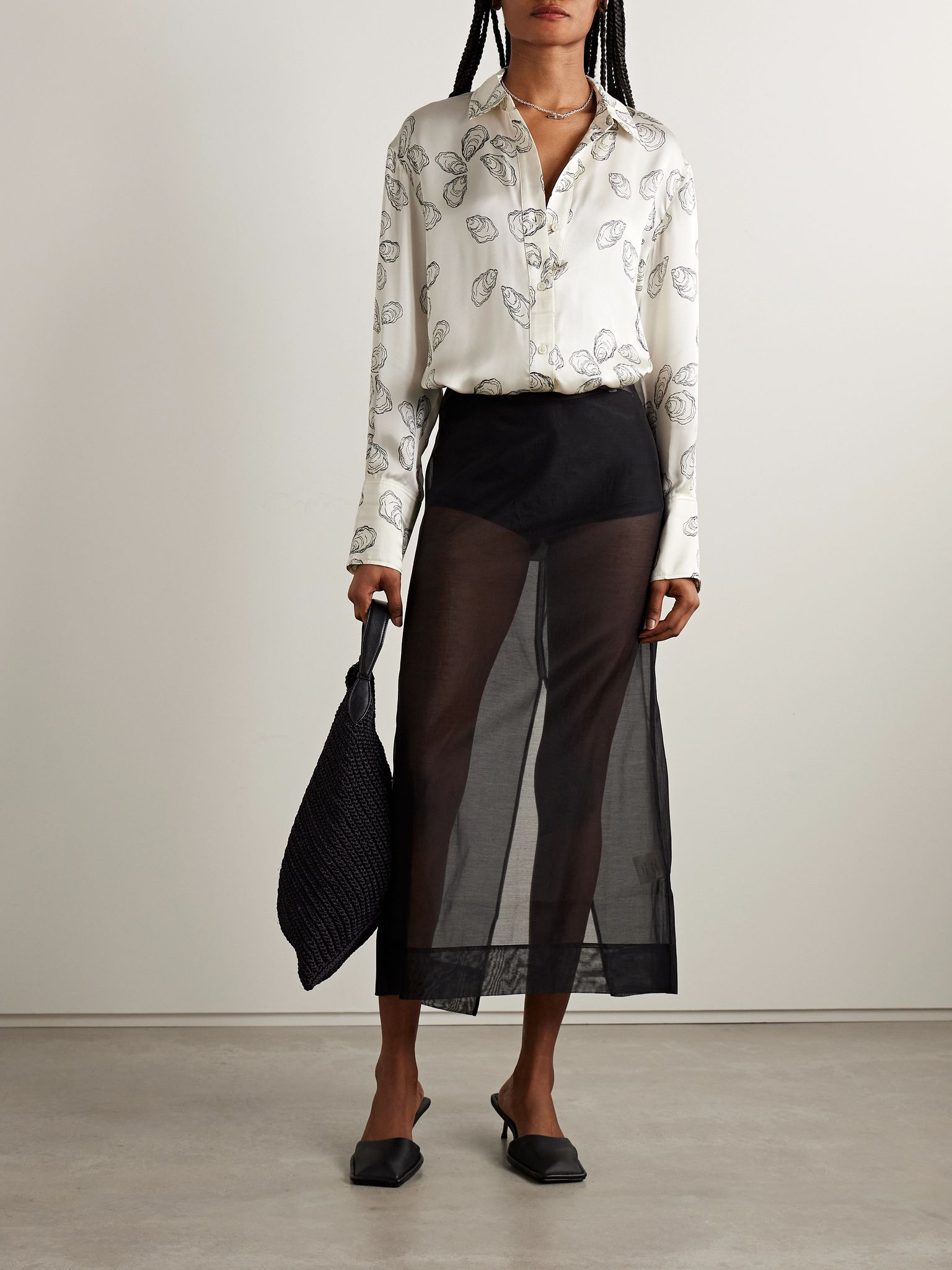 Avalon printed silk-blend shirt Off-white - 2