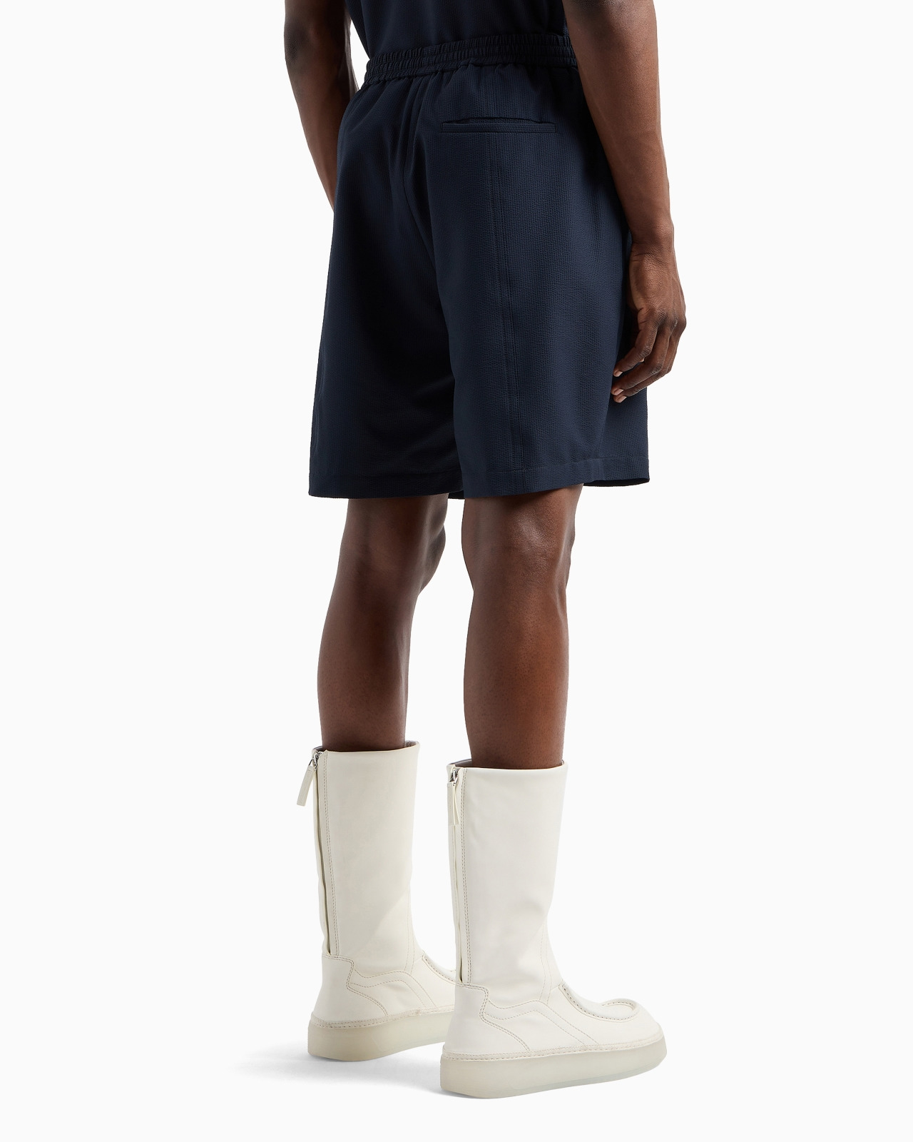 Ultra-light technical seersucker Bermuda shorts with drawstring - 3