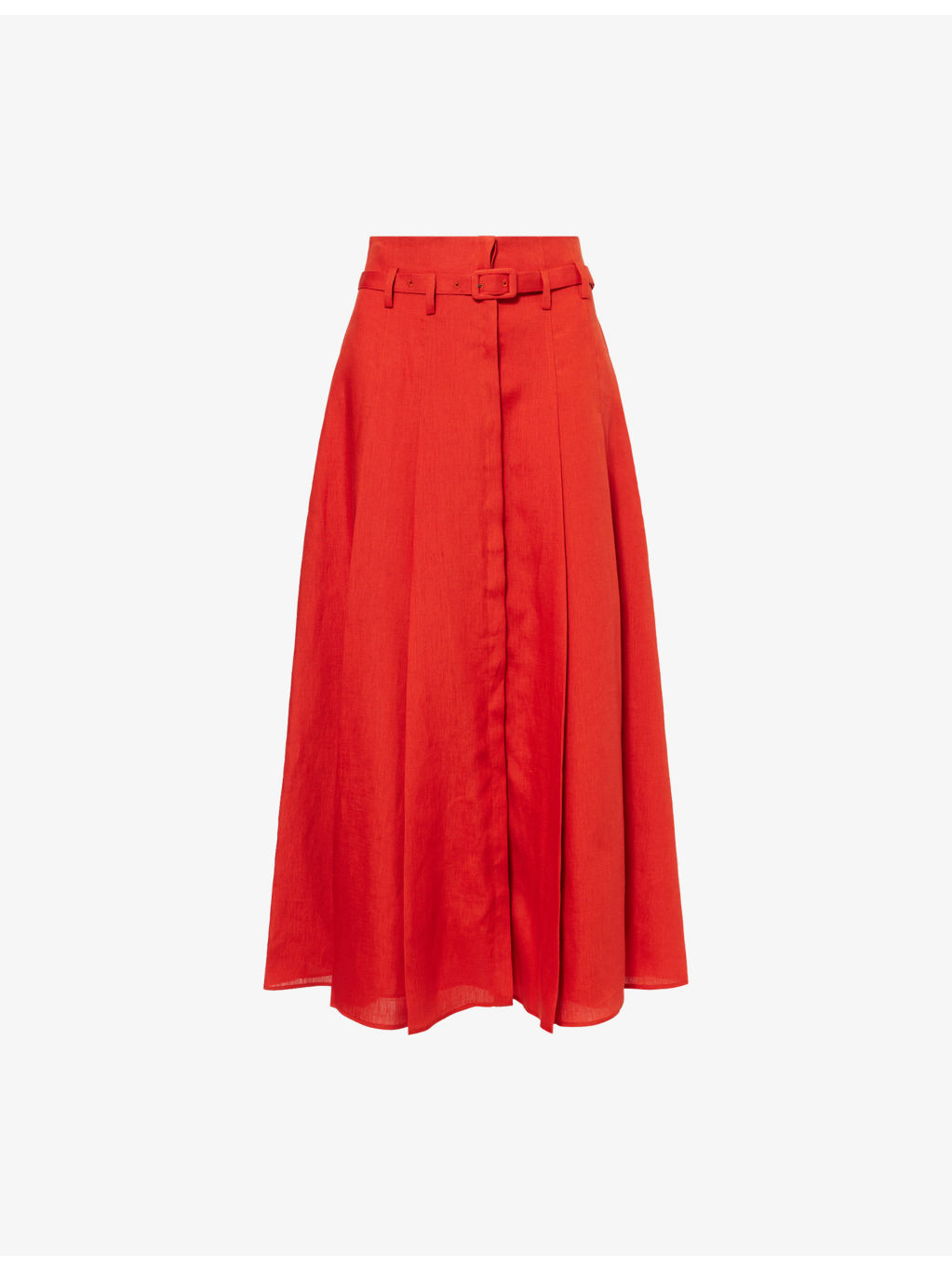 Dugald Pleat Button-Down Linen Midi Skirt - 1