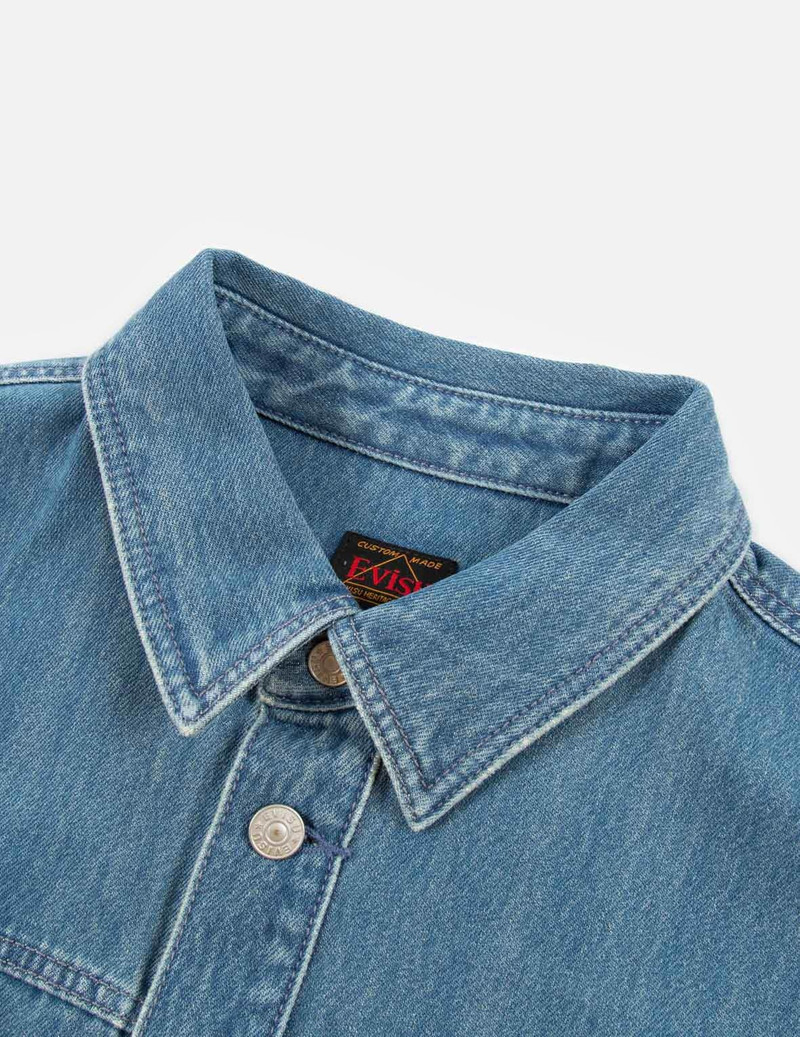 Vintage Daruma Print Denim Shirt Jacket 9