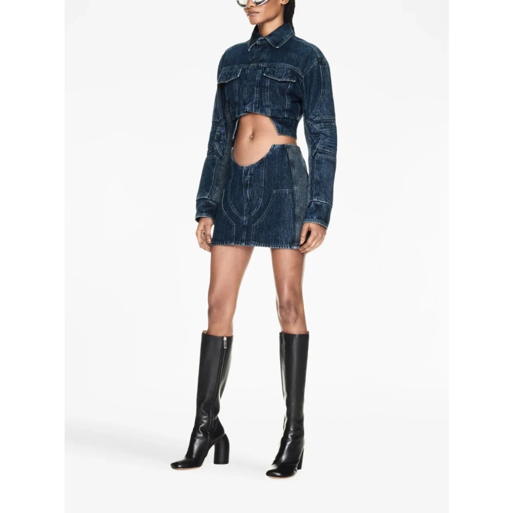 ダウンジャケット・コート OFF-WHITE WOMEN Motorcycle Hole Crop Jacket Blue Off-White Blue Motorcycle Hole Crop Jacket for Women Online