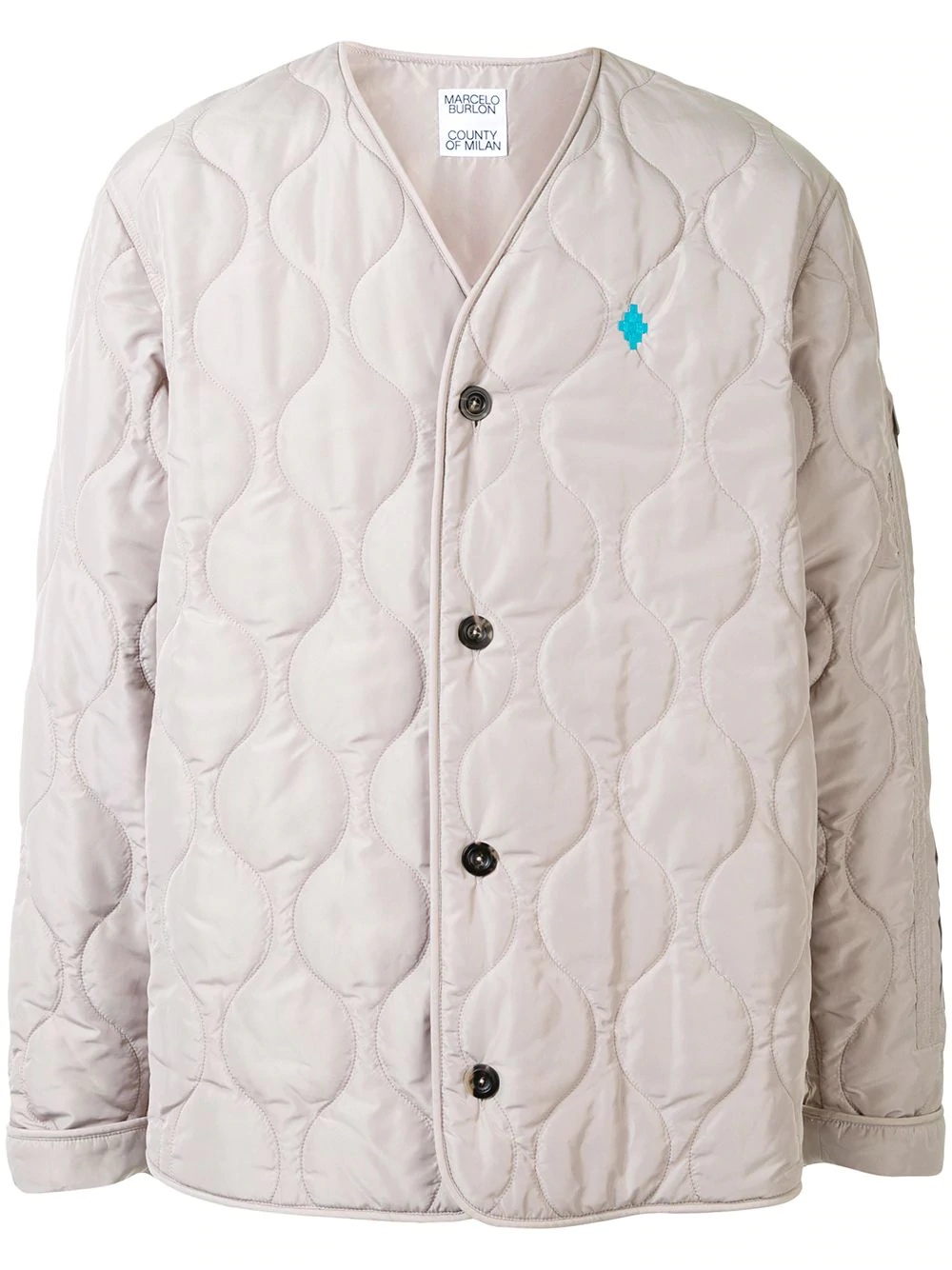 logo-embroidered quilted jacket - 1