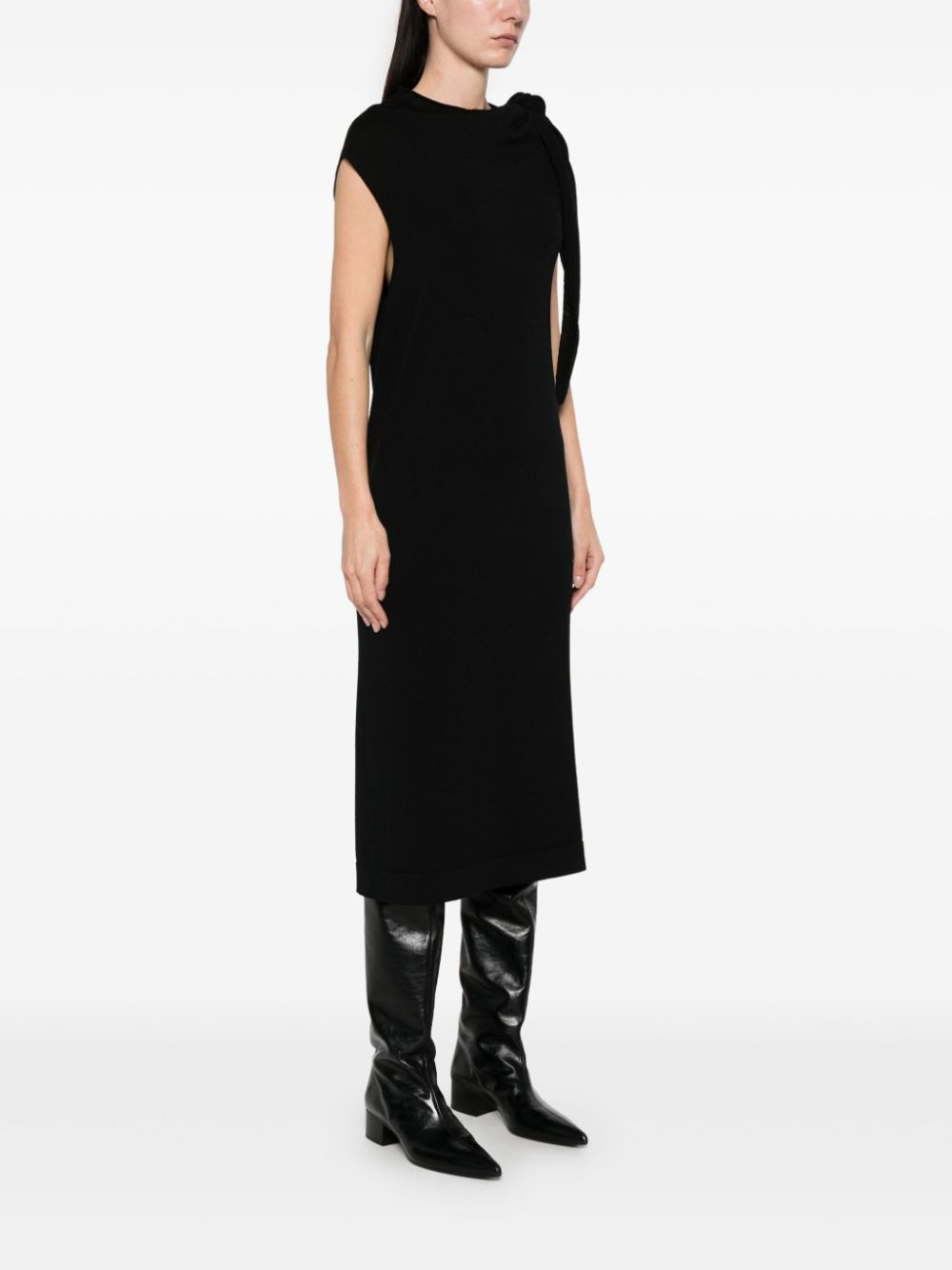 fine knit draped-detailed midi dress - 3
