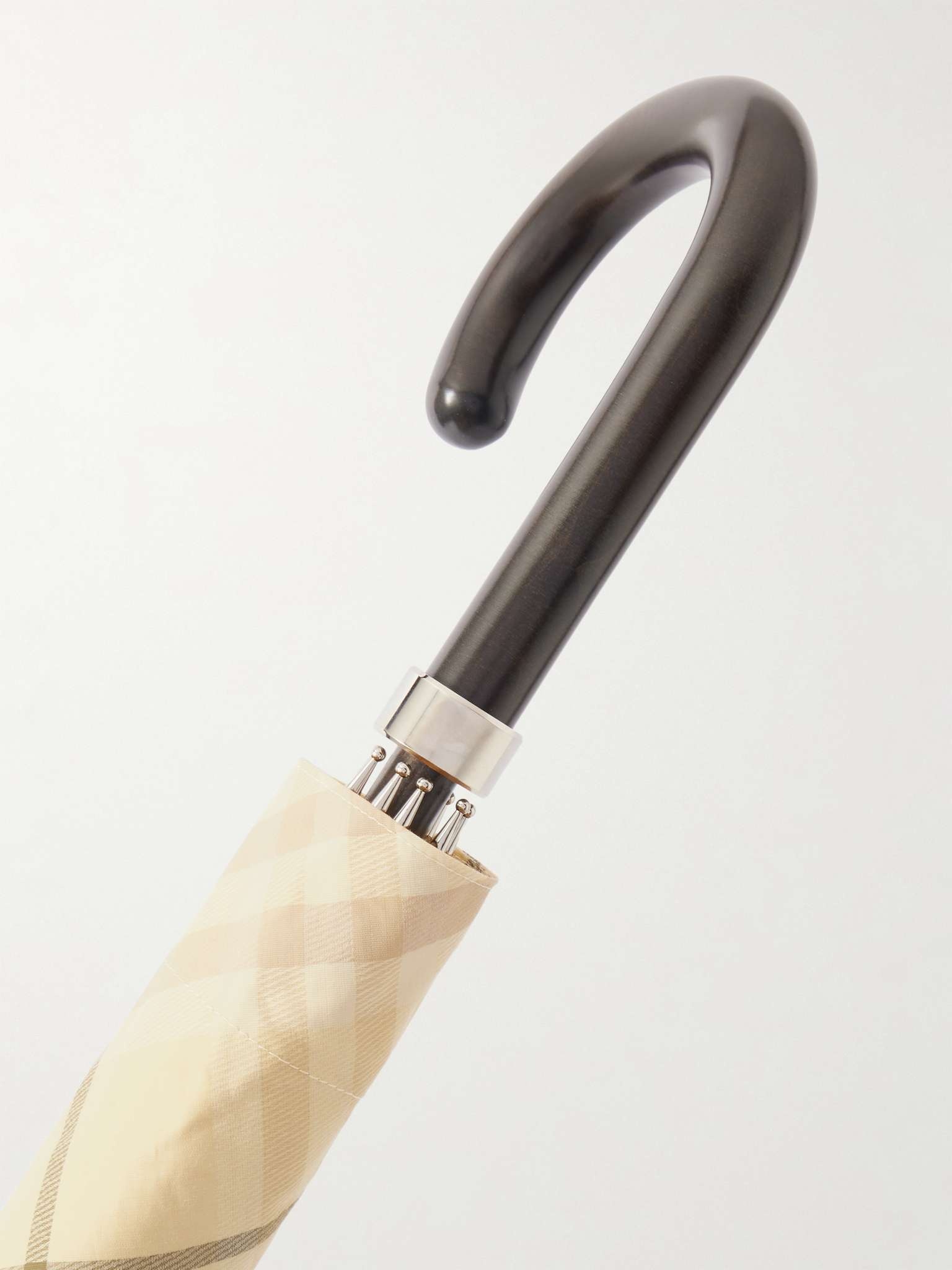 Checked Wood-Handle Umbrella - 2