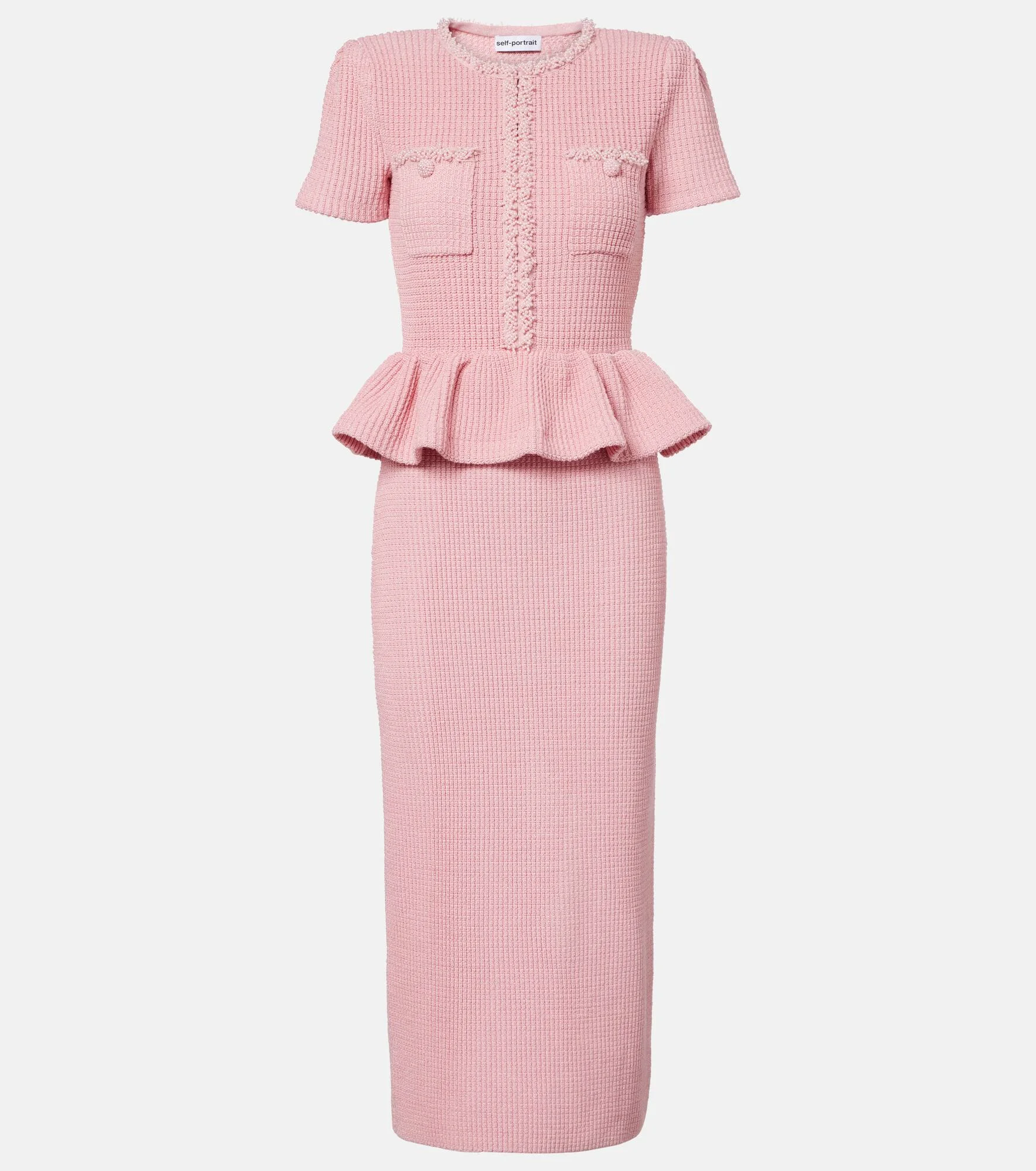 Waffle-knit peplum midi dress - 1