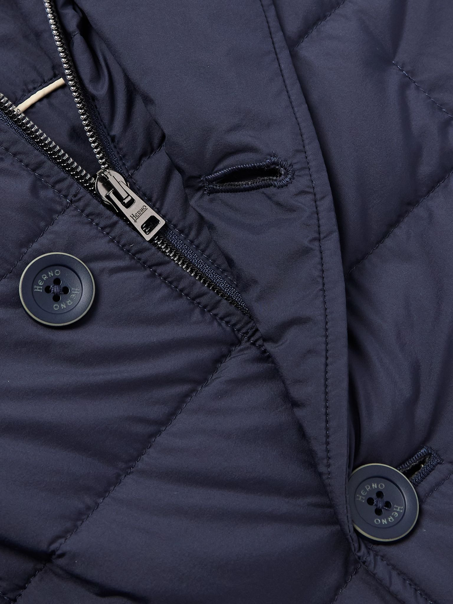 La Giacca Convertible Quilted Nylon Down Jacket Navy - 4