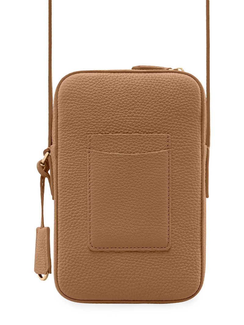 Leather Zip Phone Pouch - Sandstone Brown 7