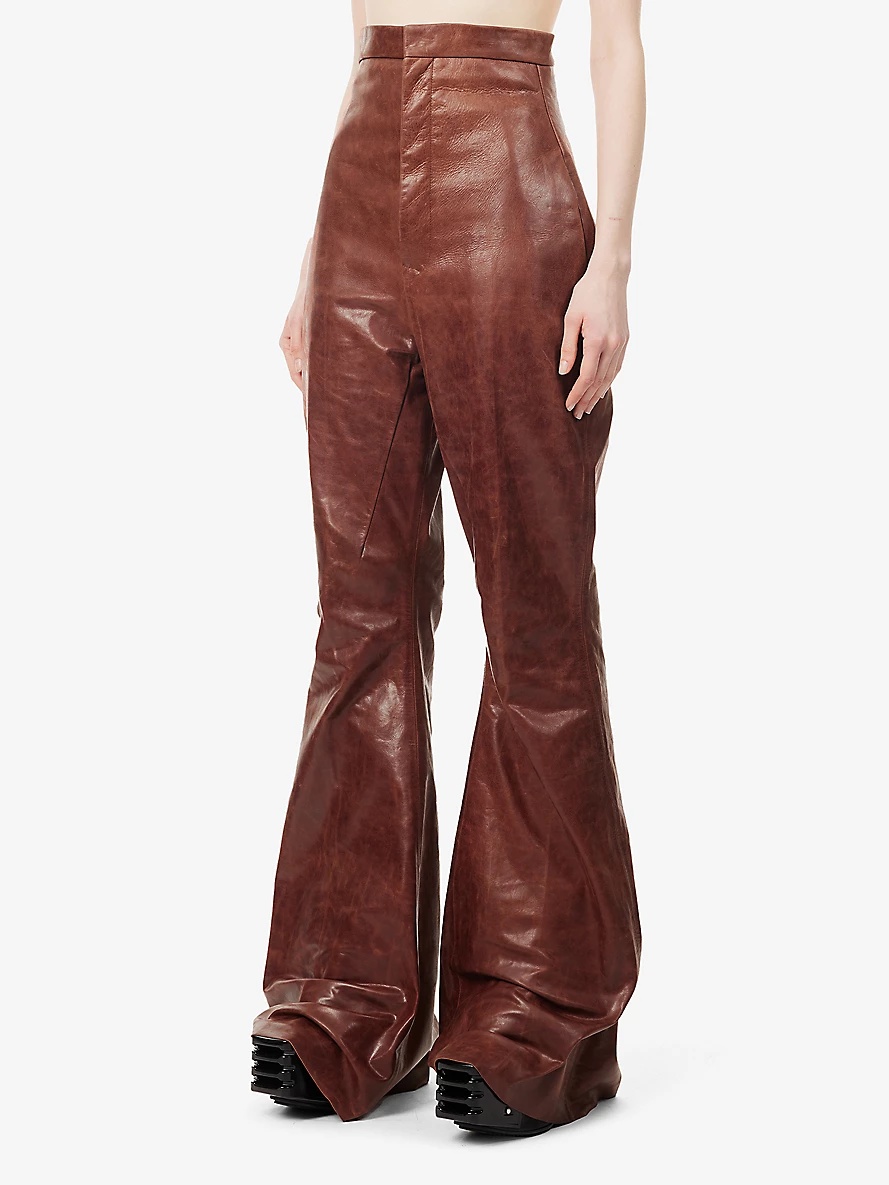 Dirt straight-leg high-rise crinkled leather trousers - 3