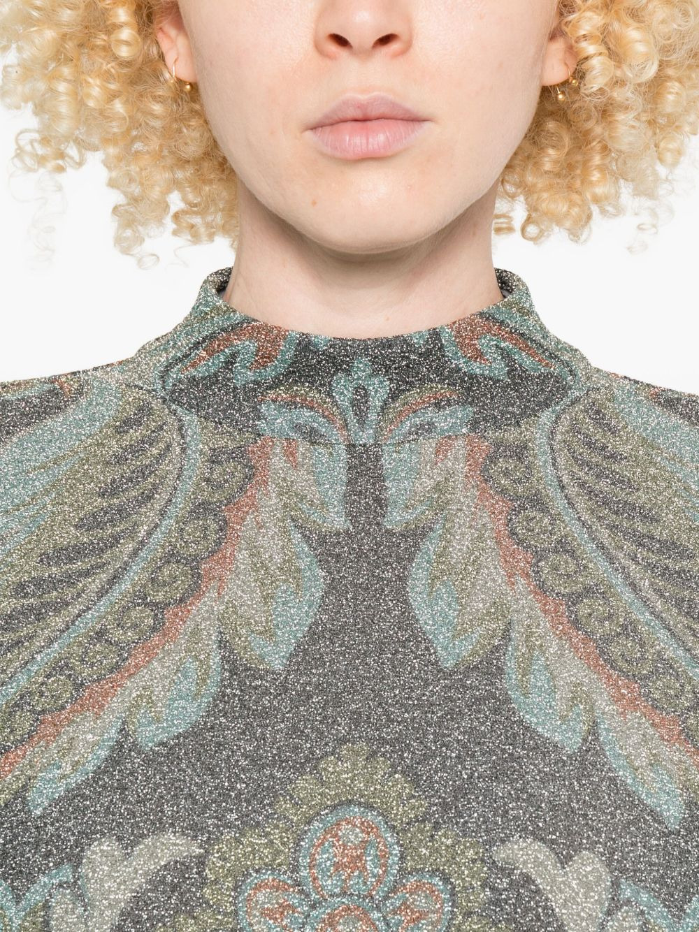 high-neck floral-pattern dress - 5