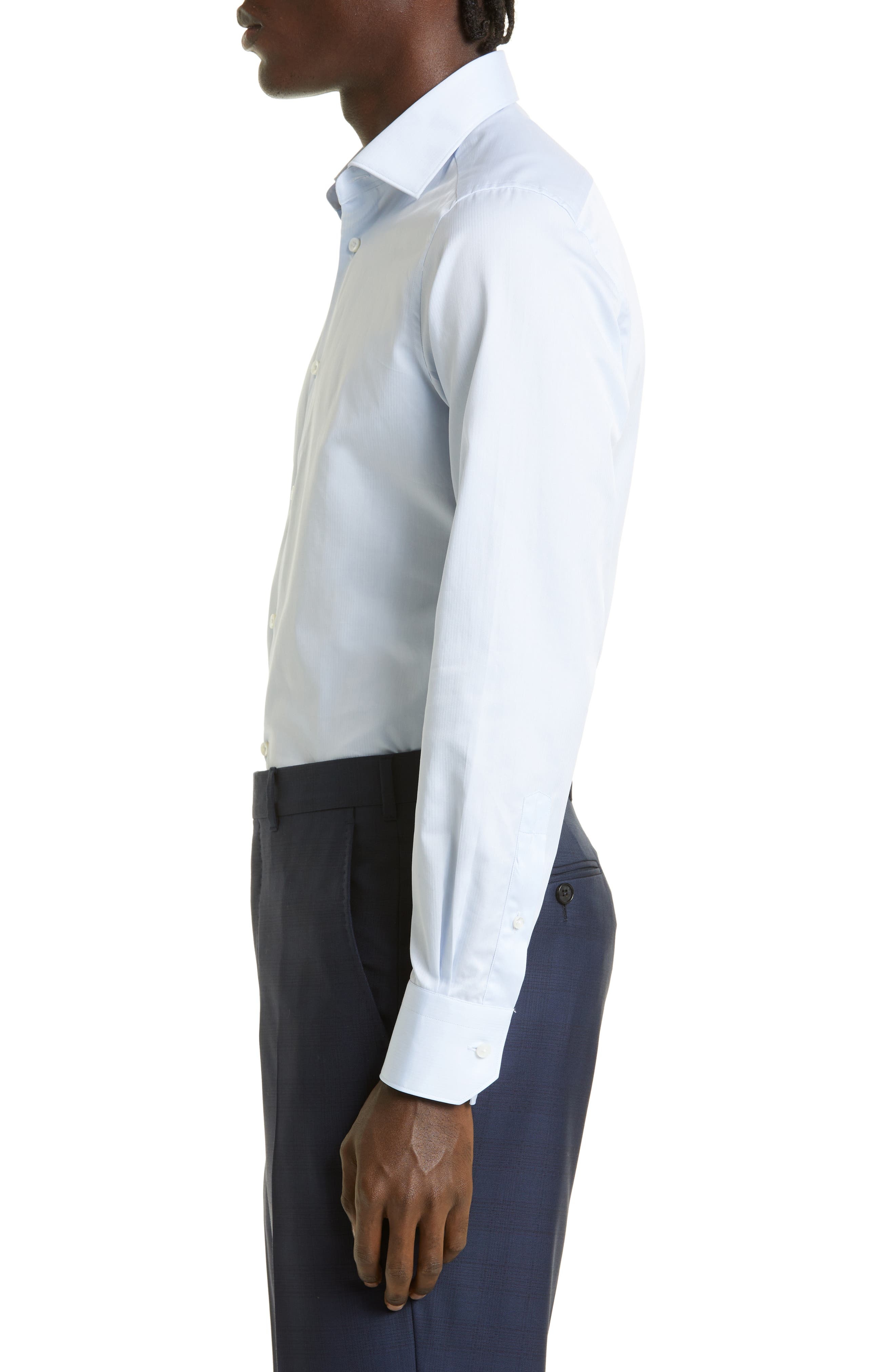 Microstripe Trecapi Cotton Button-Up Shirt - 3