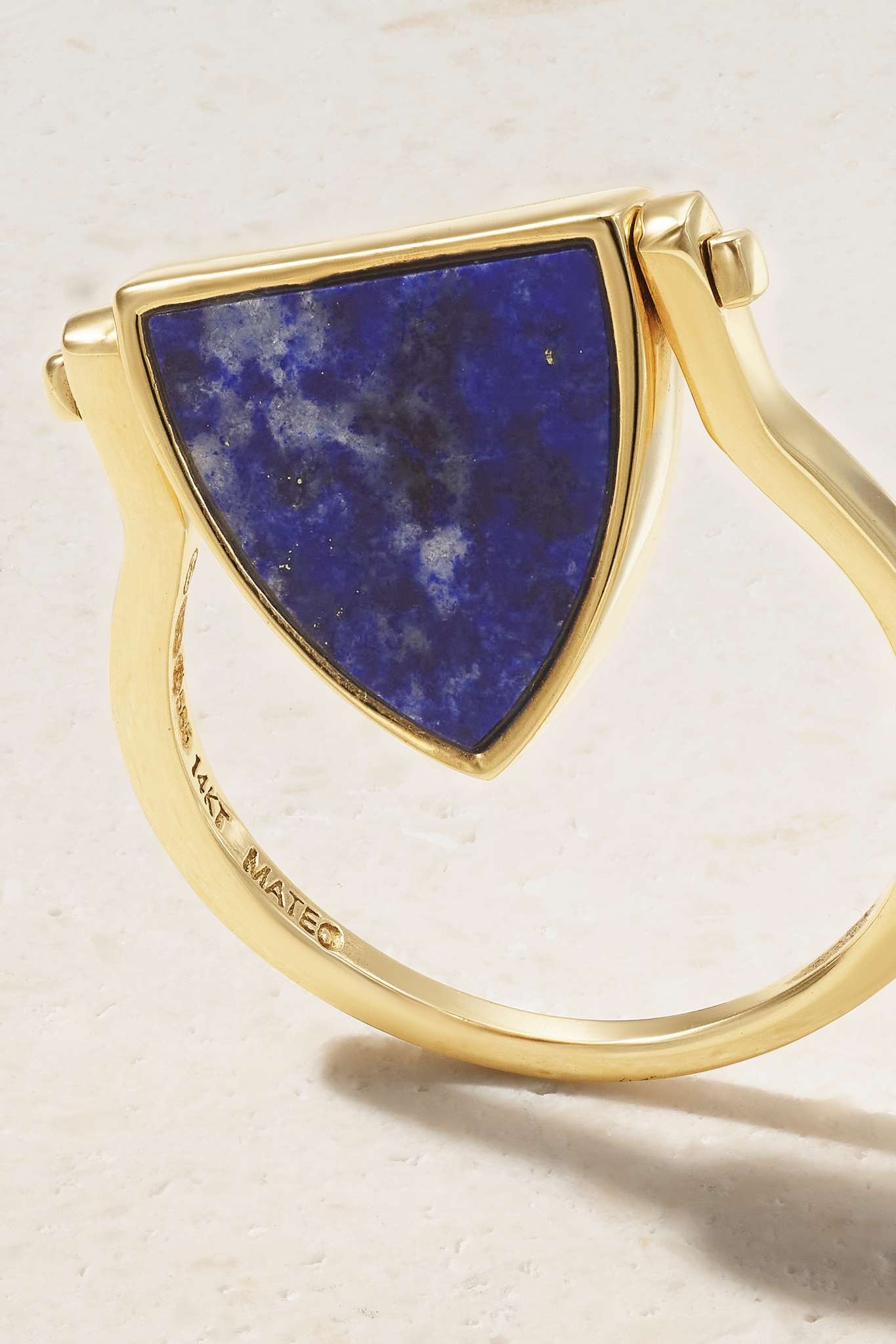 Flip 14-karat gold, lapis lazuli and diamond ring - 4