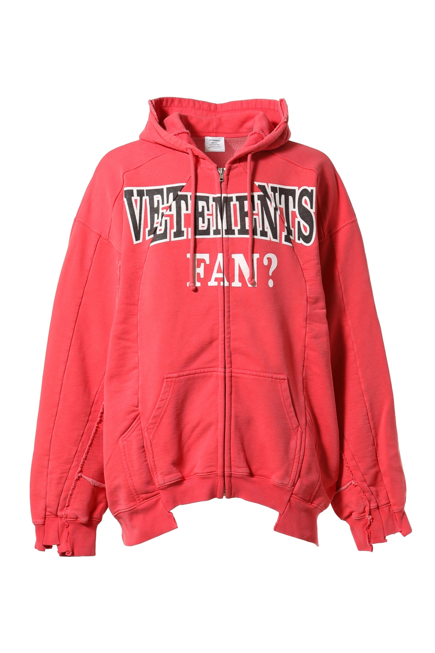 クーポン VETEMENTS FAN DECONSTRUCTED ZIPUP HOODIE - メンズ