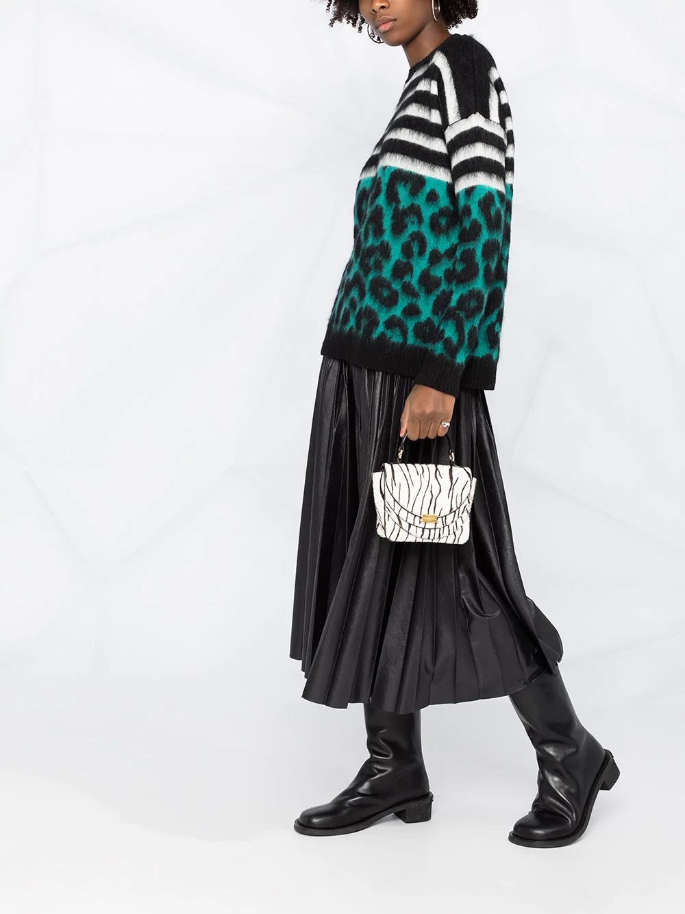 horizontal-stripe leopard-print jumper - 4