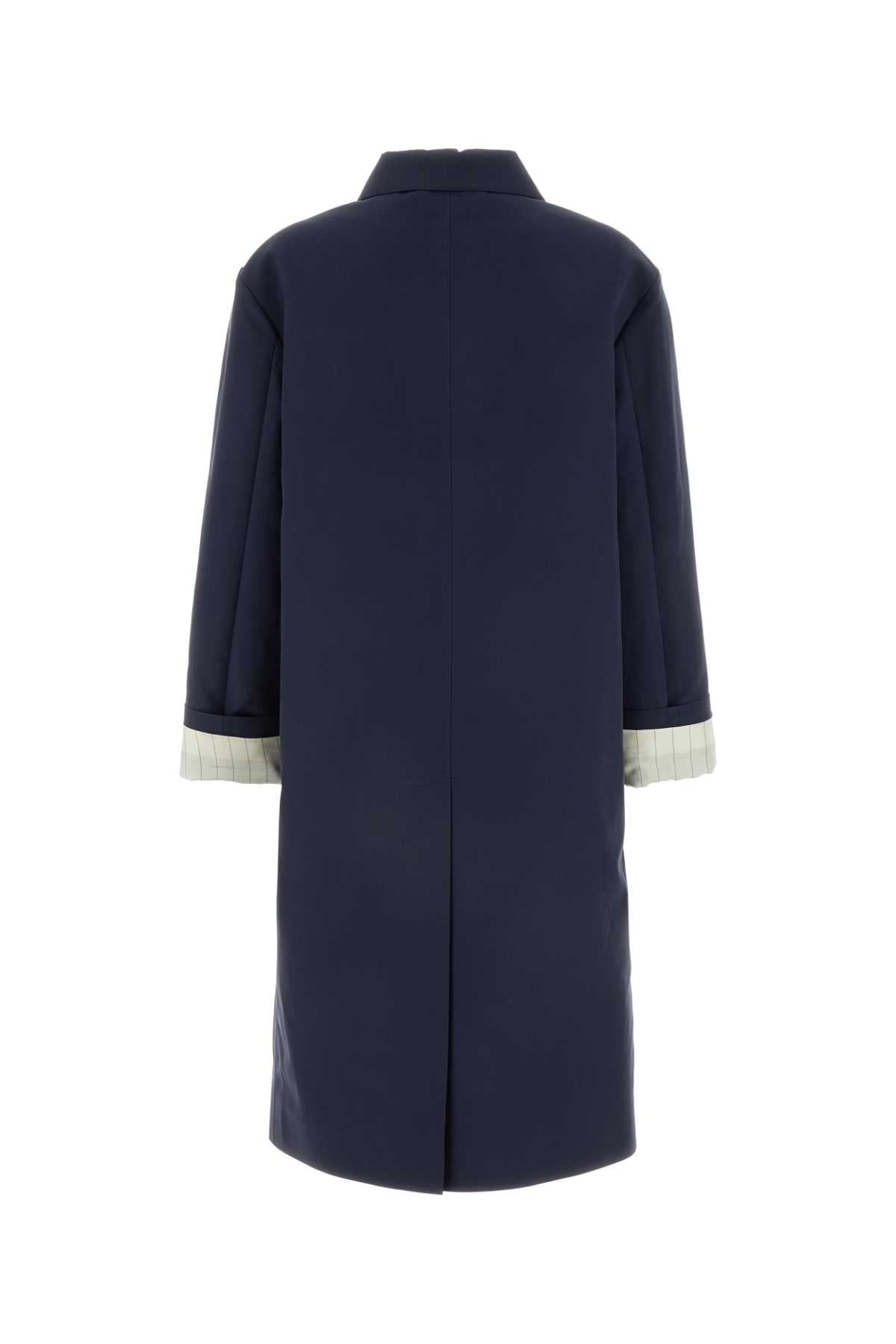 Miu Miu Women Navy Blue Cotton Trench Coat - 2