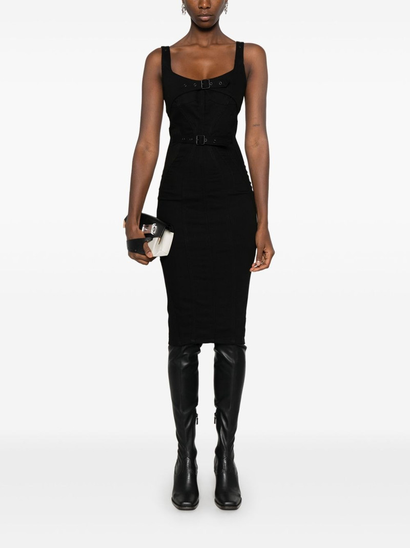 MUGLER panelled denim midi dress outlook