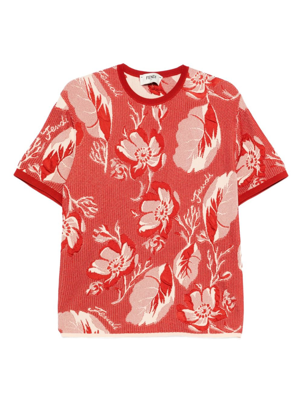 floral-pattern short-sleeved T-shirt - 1